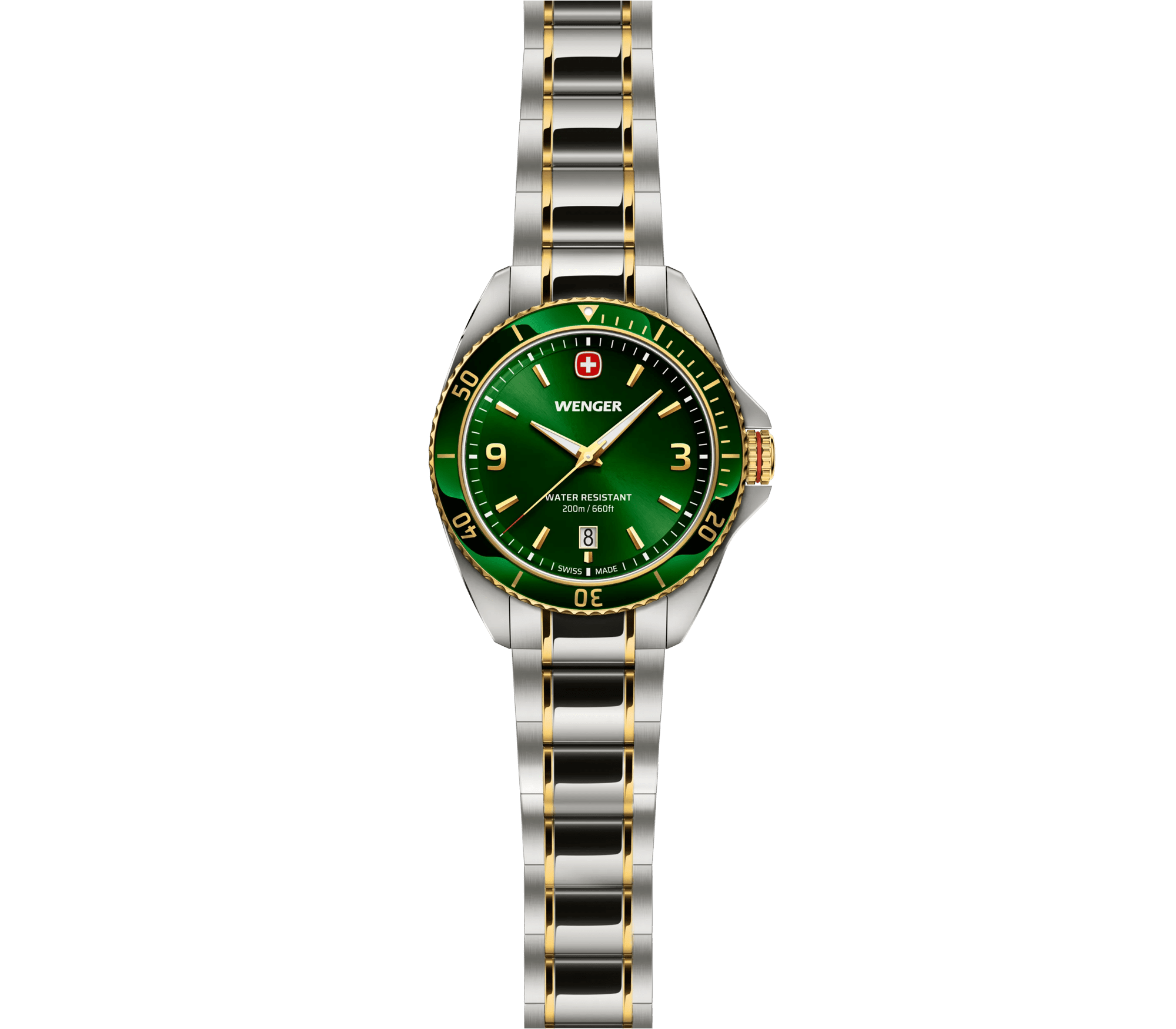 Wenger Executive 40mm Green Dial Two Tone Stainless Steel 200M Men's Watch 01.2031.105
