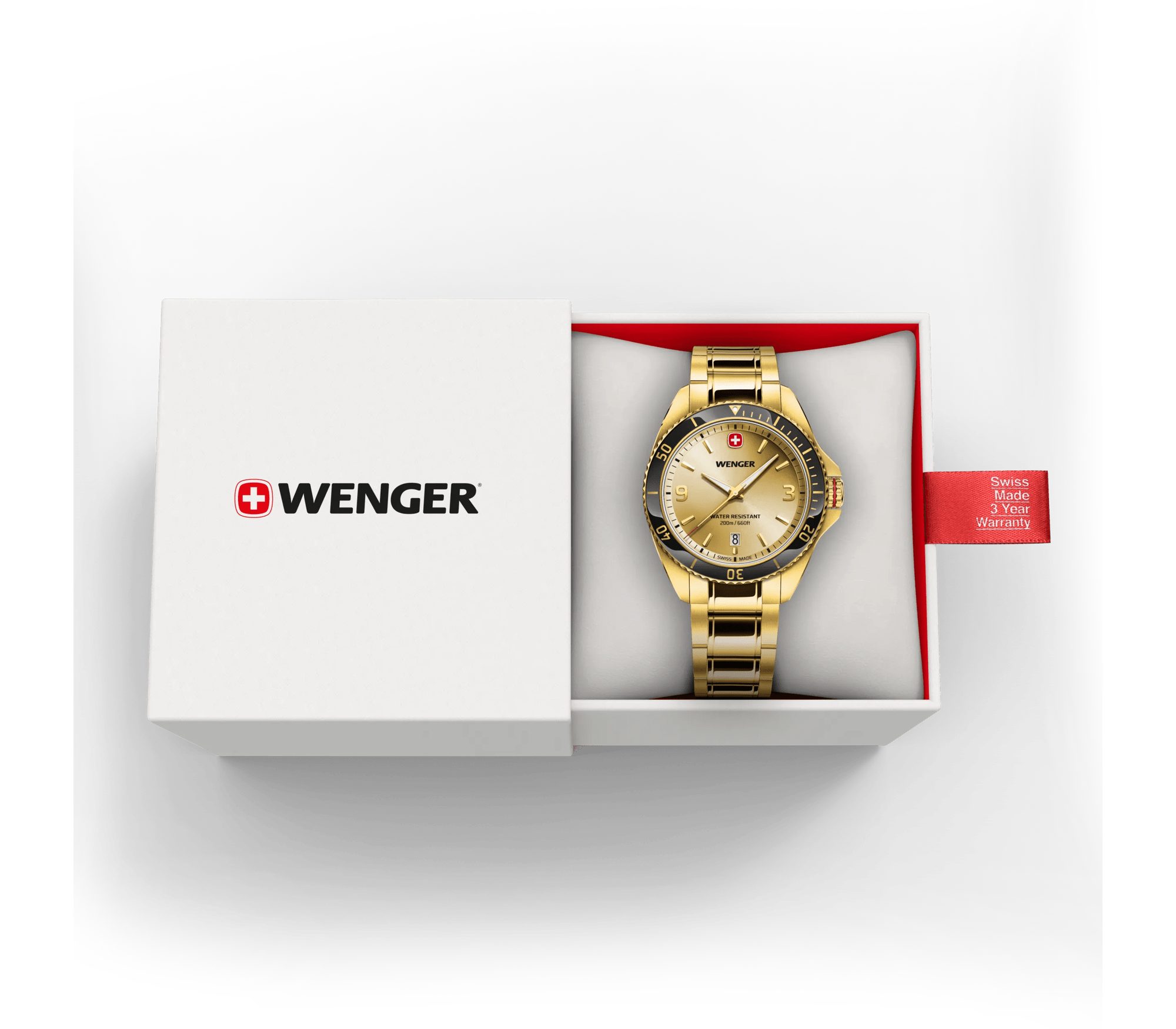 Wenger Executive 40mm Gold Dial Gold Tone Stainless Steel 200M Men's Watch 01.2031.108