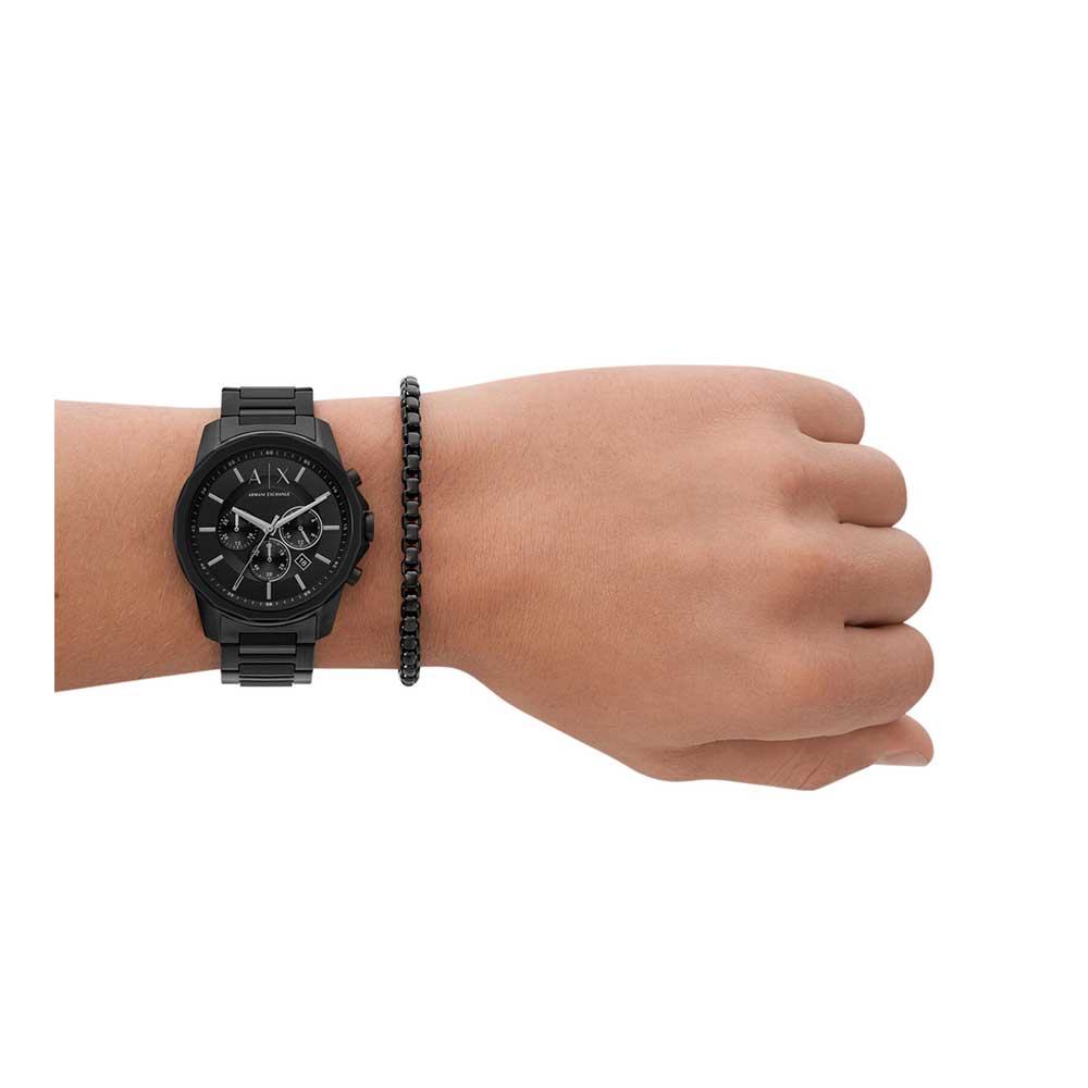 Armani Exchange Black Chronograph Watch Bold Design AX7153SET