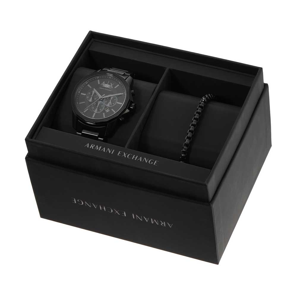 Armani Exchange Black Chronograph Watch Bold Design AX7153SET