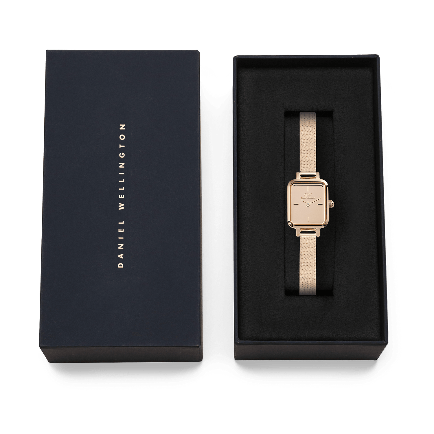 Daniel Wellington Quadro Mini Mirror Reflection Rose Gold Dial Watch DW00100799