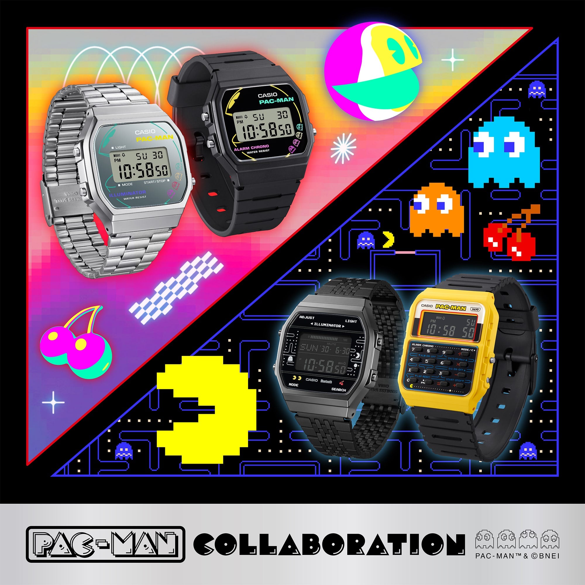 Casio x Pac man Collab Classic Digital Black Resin Band Watch F91WPC-1A
