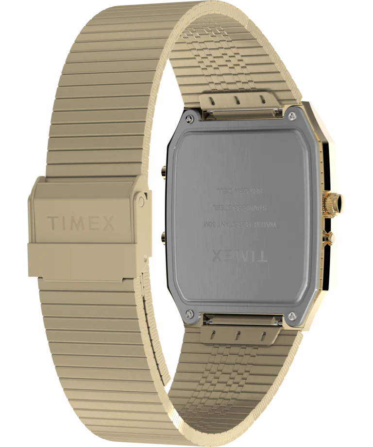 Q Timex® 1982 Ana-Digi Reissue 33mm Gold Stainless Steel Bracelet Watch TW2Y06000
