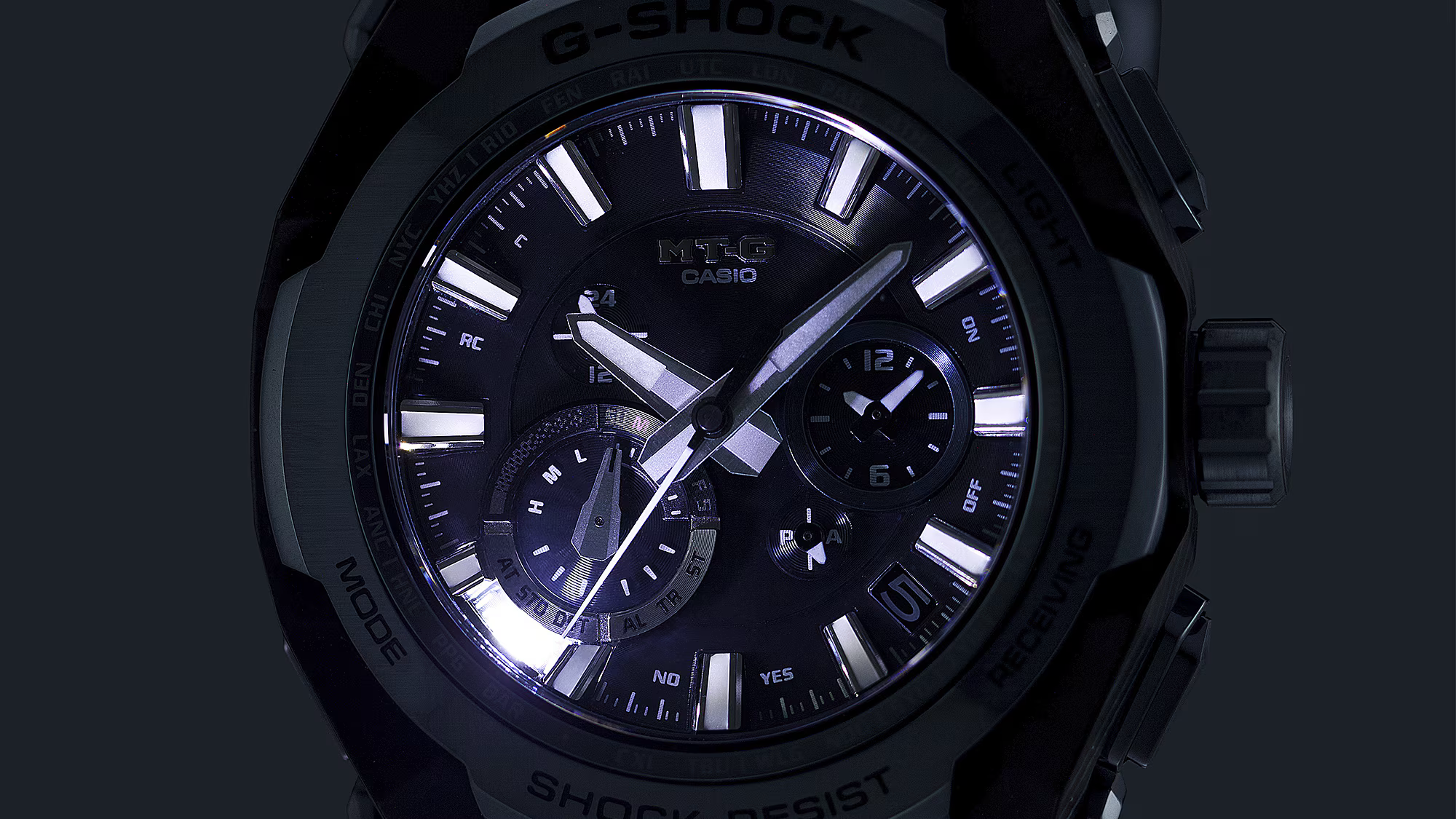 G-Shock MTG Ana Carbon Light Blue Case Rubber Band Hybrid Bluetooth® Connectivity MTGB4000B-1A2