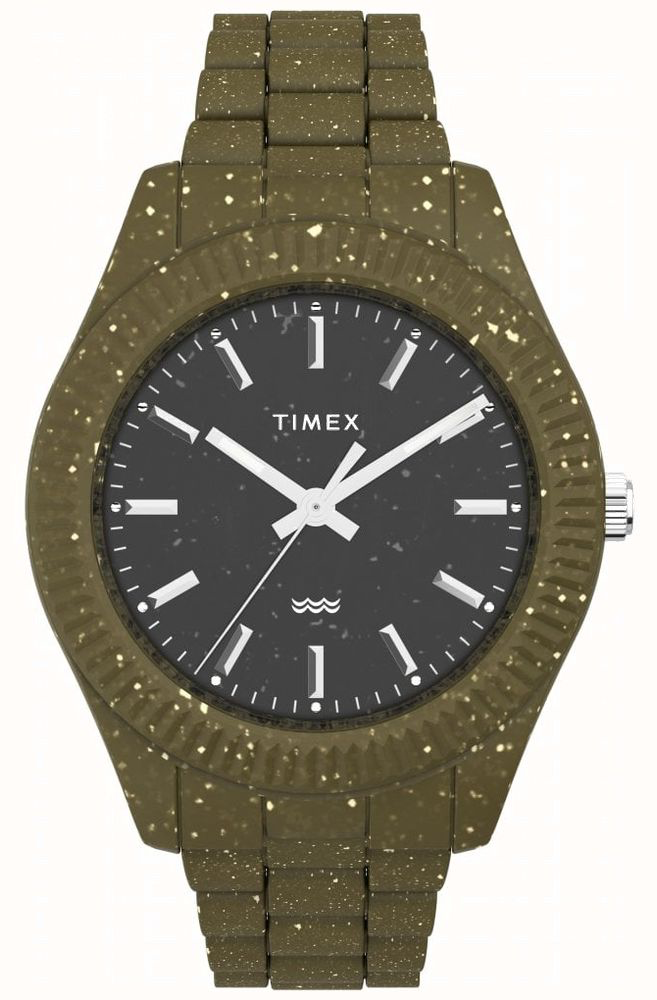 Timex Waterbury Ocean Black Dial Green Bracelet Watch