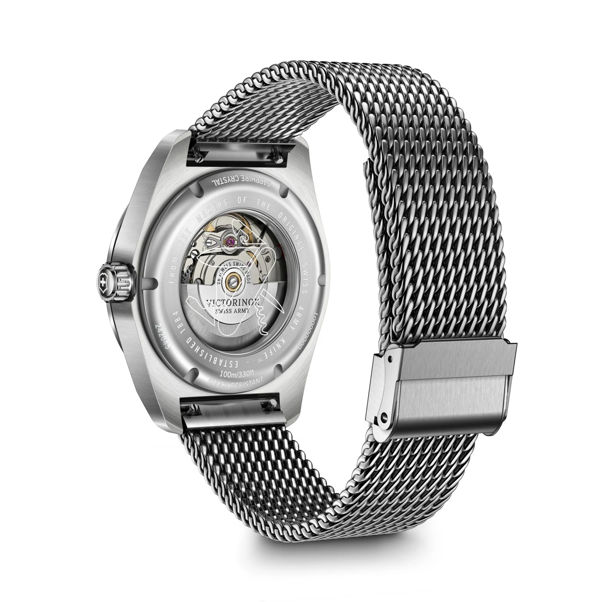 Victorinox Swiss Army Automatic Blue Dial Mesh Stainless Steel Band Mens Watch 242045