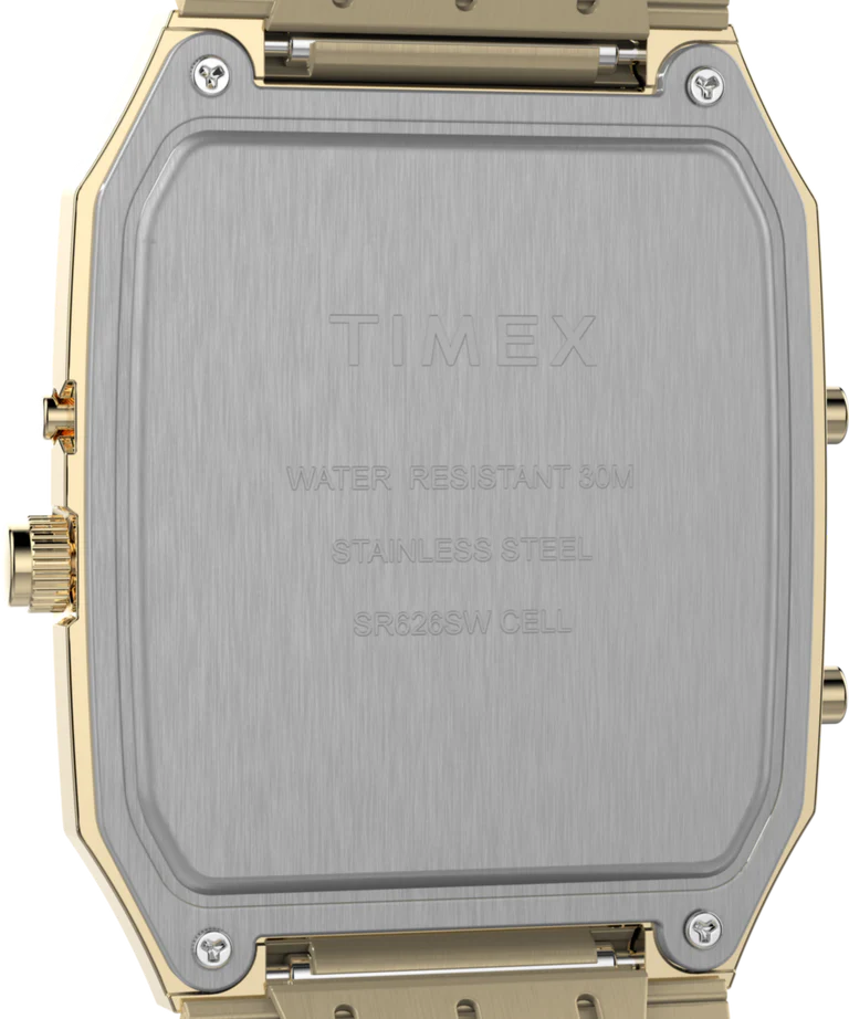 Q Timex® 1982 Ana-Digi Reissue 33mm Gold Stainless Steel Bracelet Watch TW2Y06000