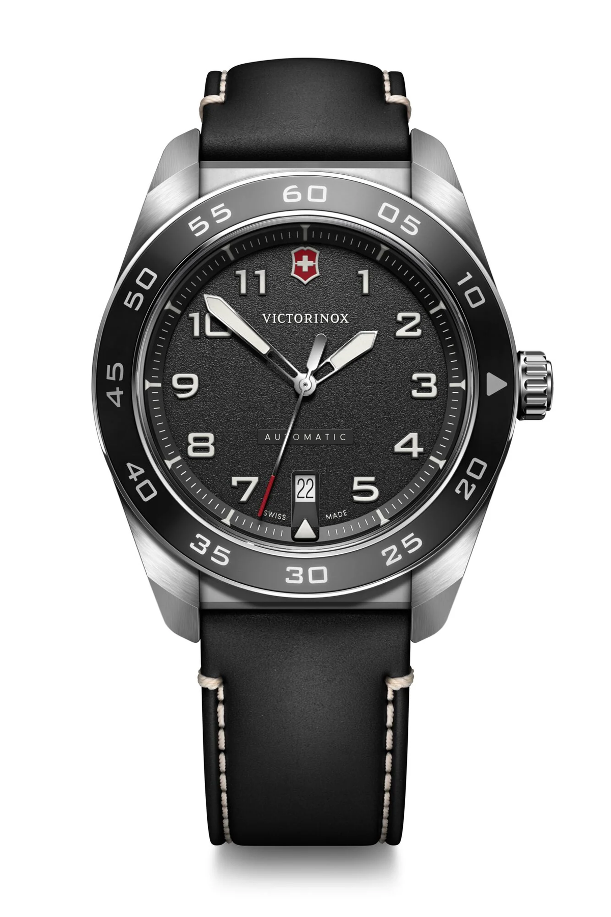 Victorinox Swiss Army Automatic Black Dial and Leather Band Mens Watch 242044