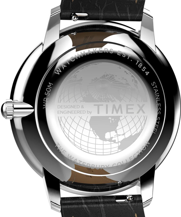 Timex Waterbury Metropolitan Sub-Second 39mm Black Leather Band Watch TW2Y23100