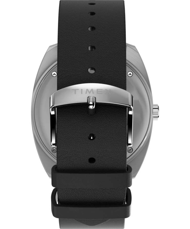 Q Timex 1975 Enigma Reissue 37mm Black Leather Band Dial Watch TW2Y34500
