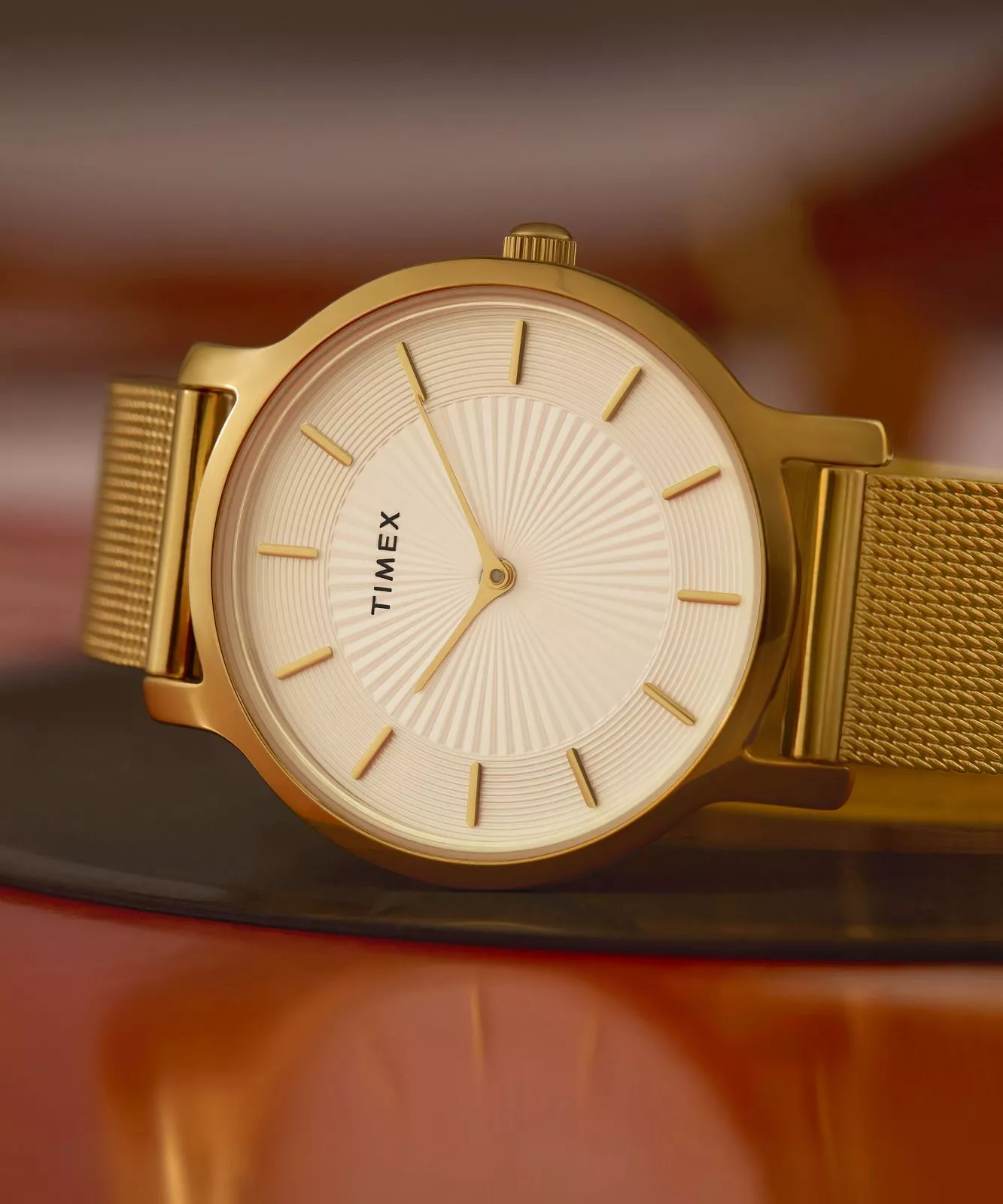 Timex Transcend 34mm White Dial Gold Stainless Steel Silver Dial Watch TW2Y10300