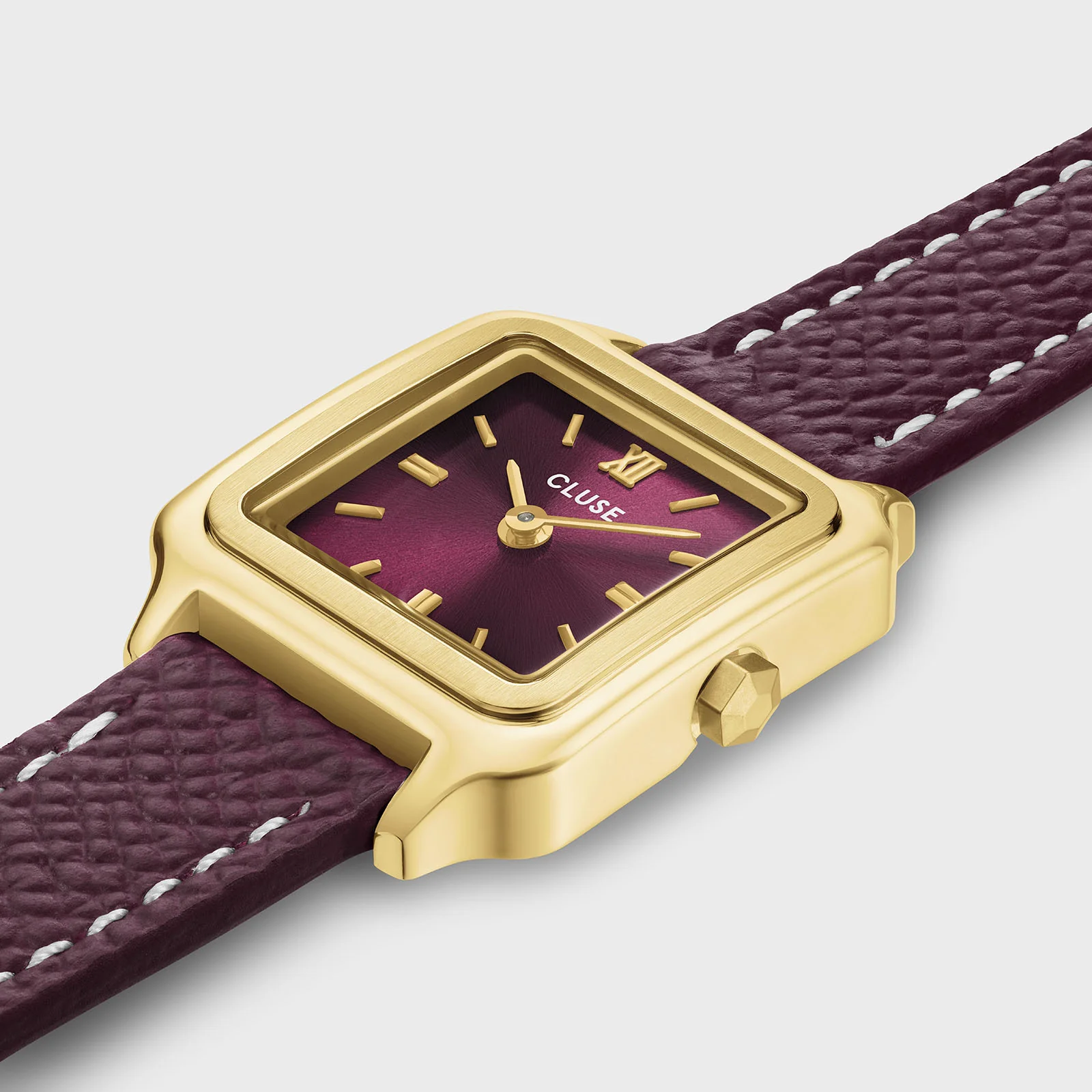 CLUSE Gracieuse Burgundy Mini Burgundy Leather Double Wrap Band CW15503