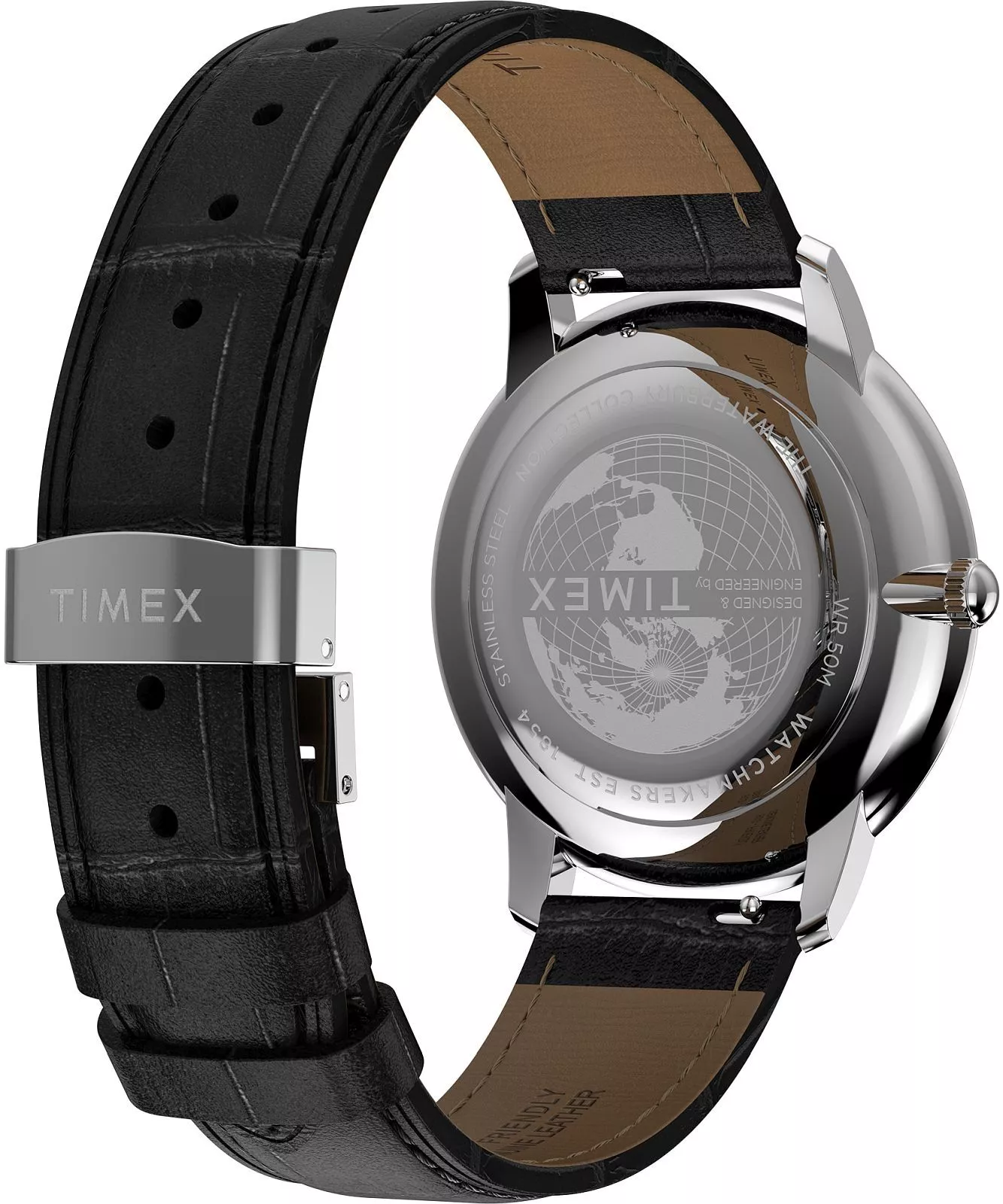 Timex Waterbury Metropolitan Sub-Second 39mm Black Leather Band and Dial Watch TW2Y23200