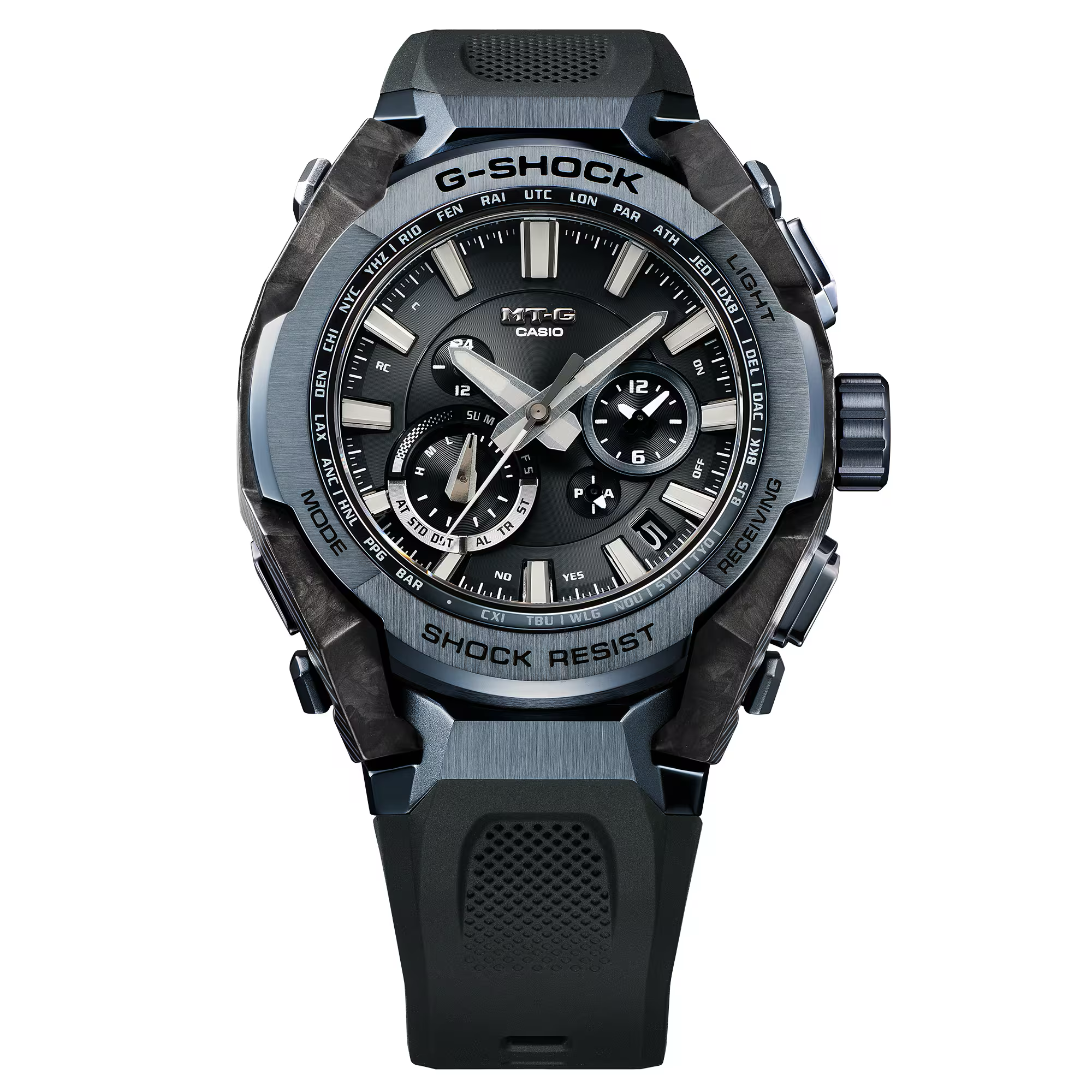 G-Shock MTG Ana Carbon Light Blue Case Rubber Band Hybrid Bluetooth® Connectivity MTGB4000B-1A2