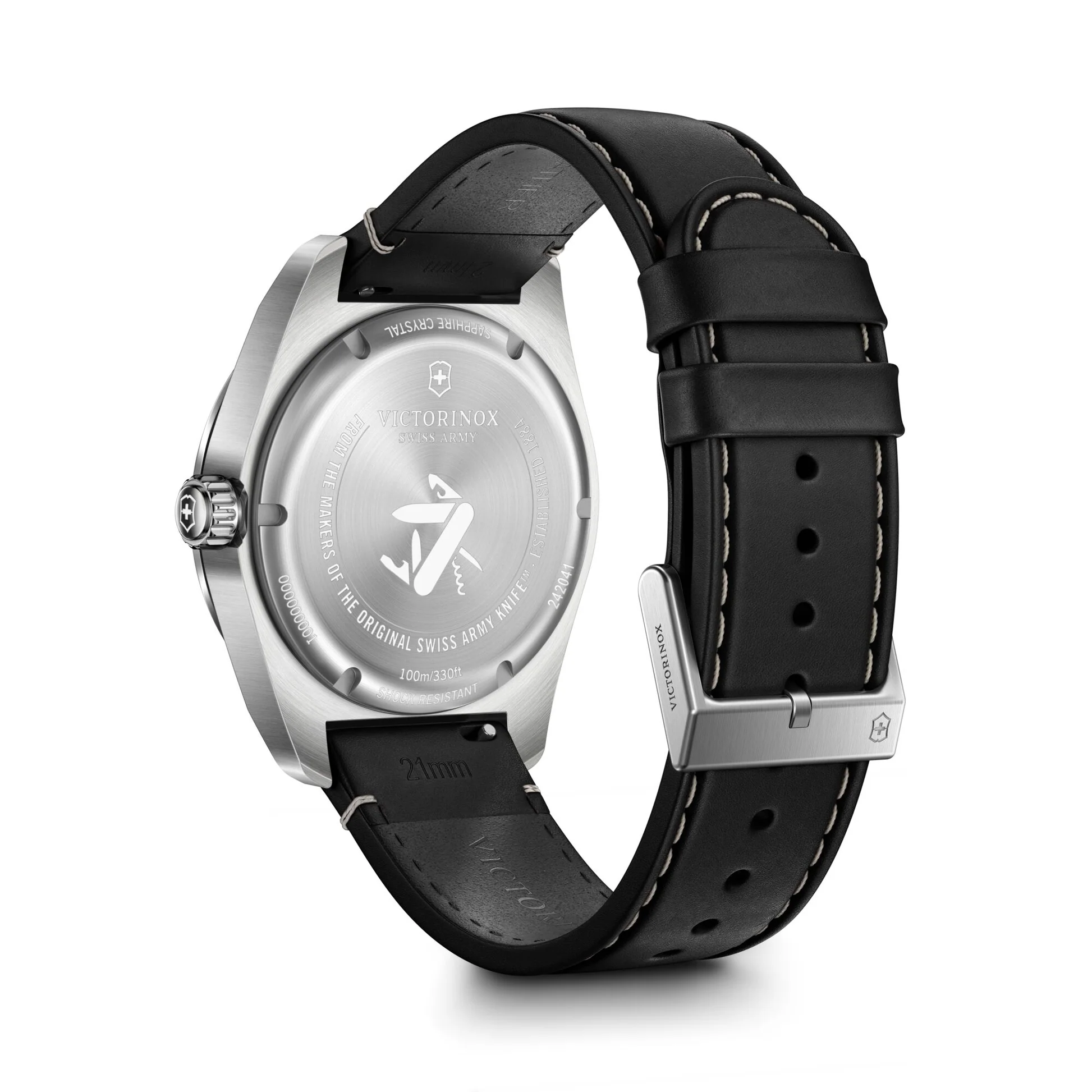 Victorinox Swiss Army Black Dial Black Leather Band Mens Watch 242041