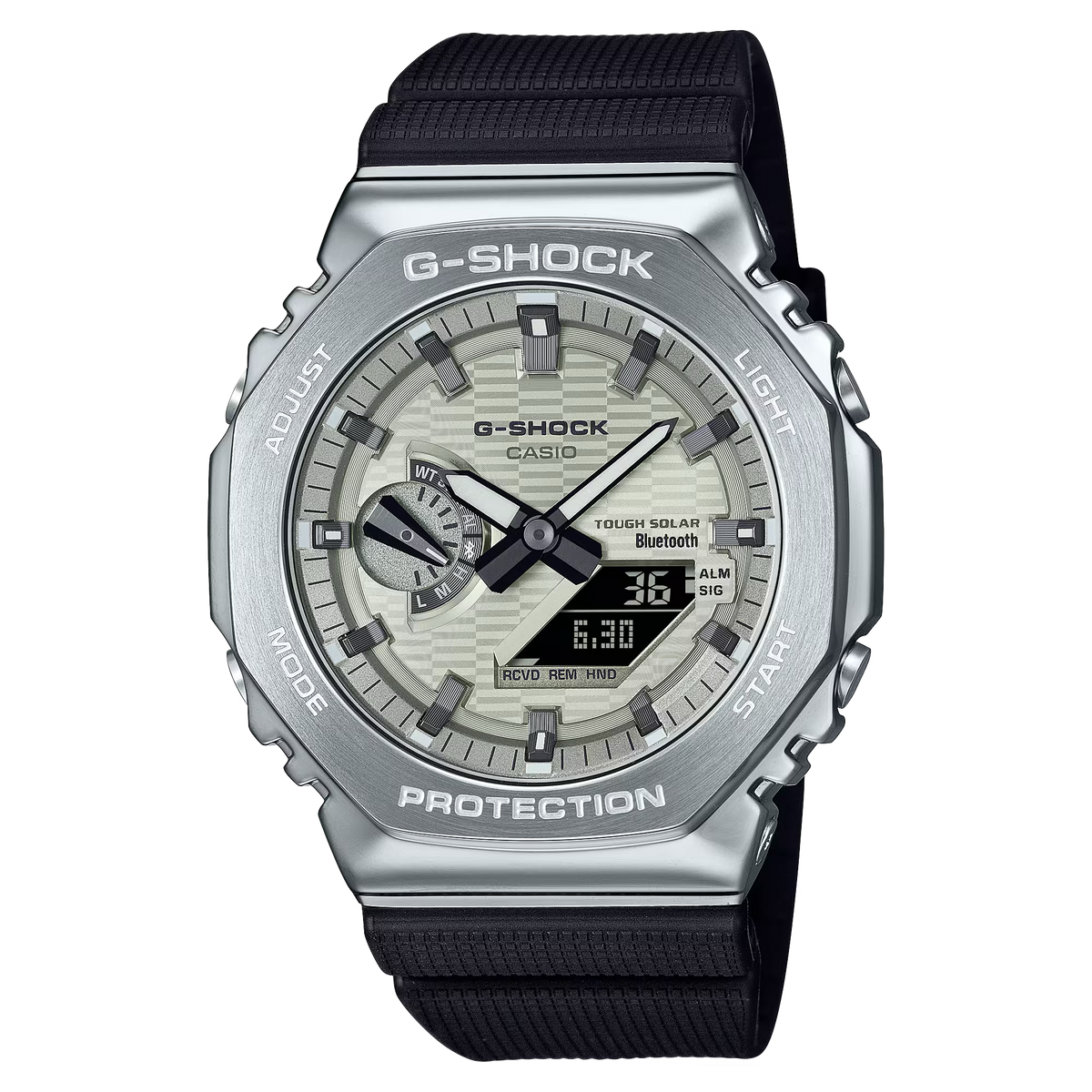 G-Shock Solar Power Silver Dial Black Resin Band Watch GBM2100A-8B