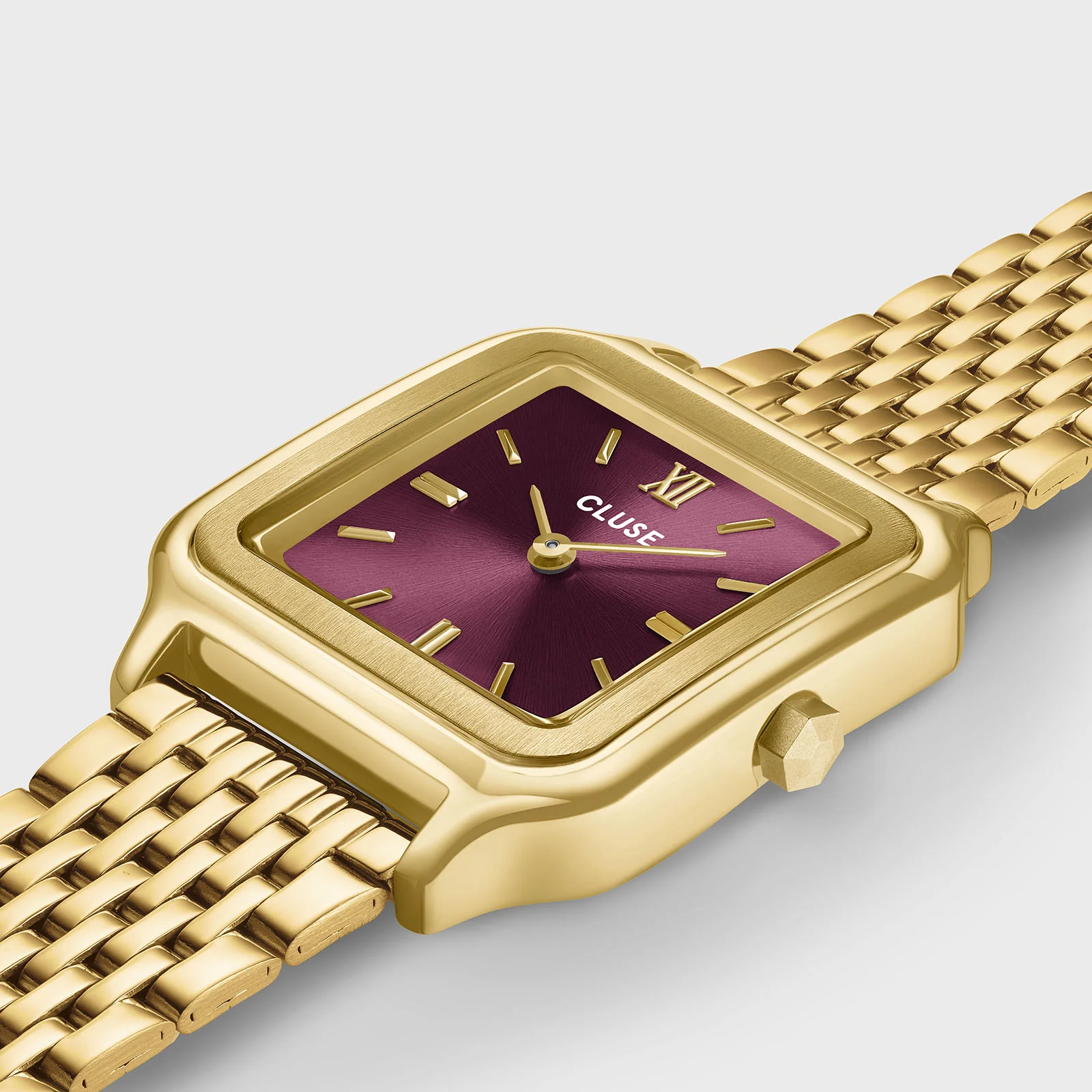 CLUSE Gracieuse Gold Stainless Steel Double Wrap Band Red Wine Dial CW11910