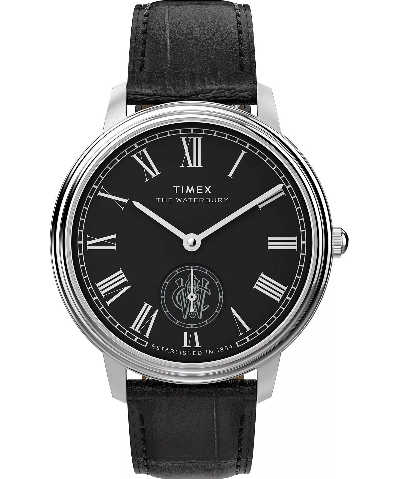 Timex Waterbury Metropolitan Sub-Second 39mm Black Leather Band and Dial Watch TW2Y23200