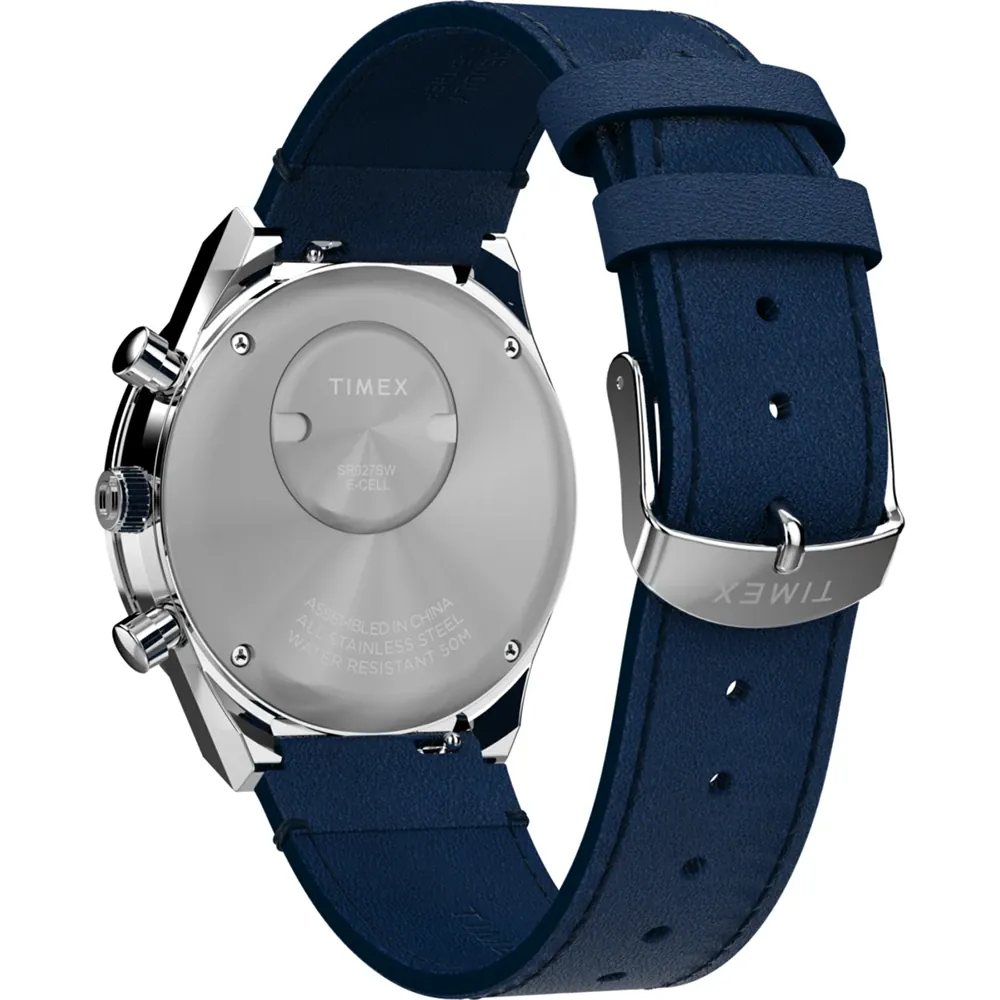 Timex Q Chronograph Blue Dial and Leather Band Watch TW2Y36100