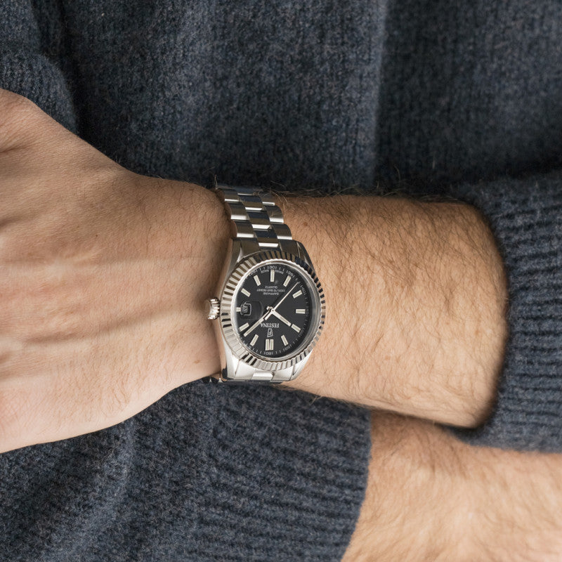 Festina Swiss Made Black Dial Stainless Steel Men's Watch F20084/D