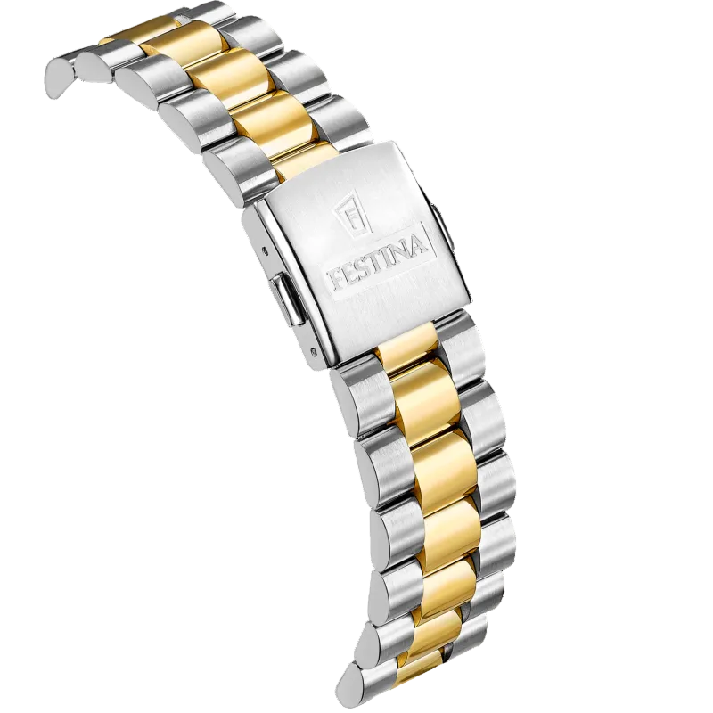 Festina Swiss Made Black Dial Two Tone Stainless Steel Men's Watch F20085/C