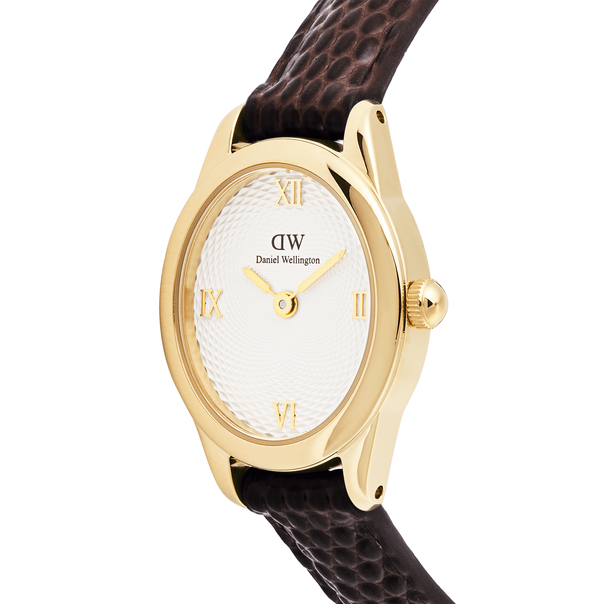 Daniel Wellington Ophelia Mini Dark Brown Lizard White Guilloché Gold DW00100891