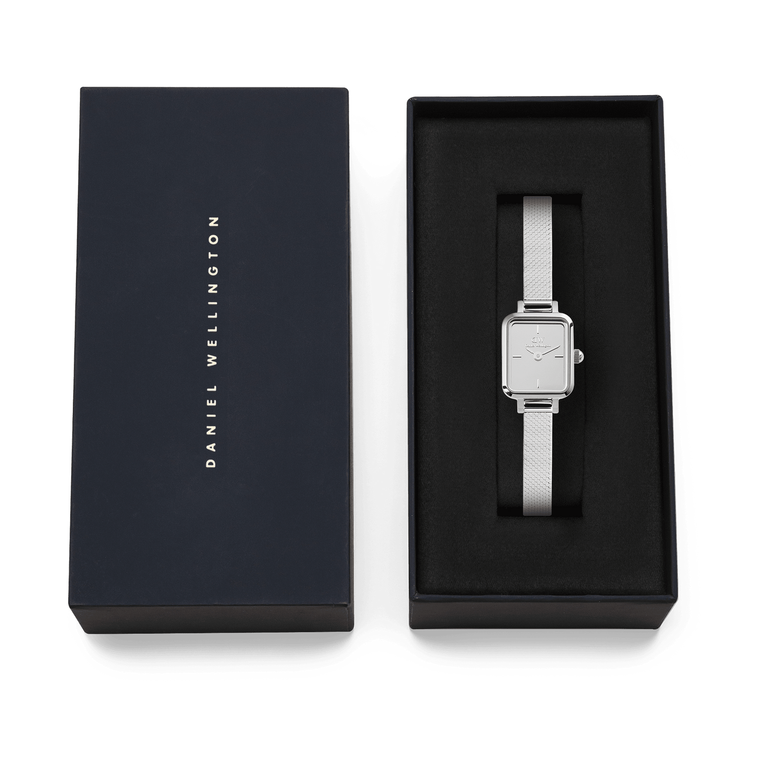 Daniel Wellington Quadro Mini Mirror Reflection Silver Dial Watch DW00100800
