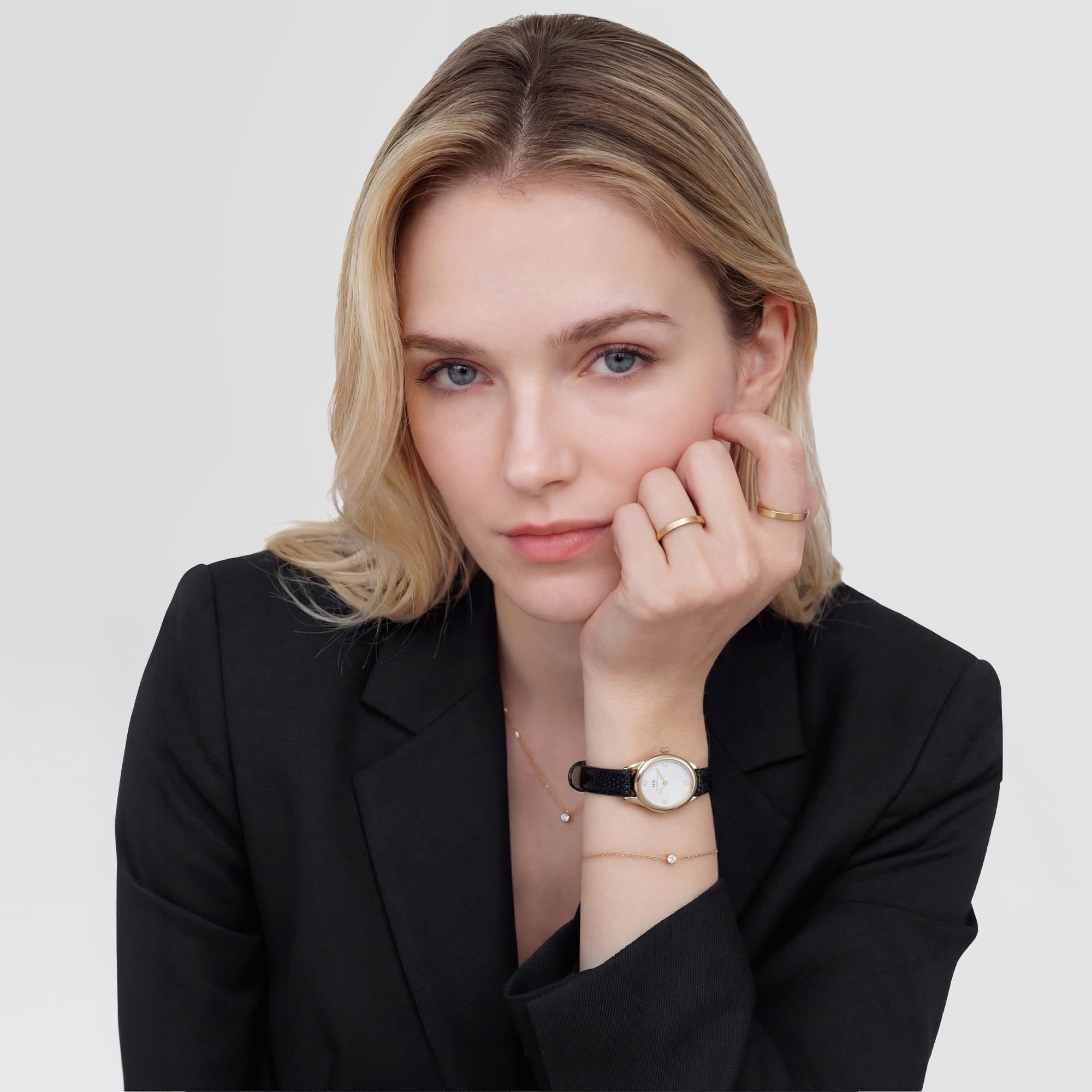 Daniel Wellington Ophelia Mini Black Lizard White Guilloché Gold DW00100890