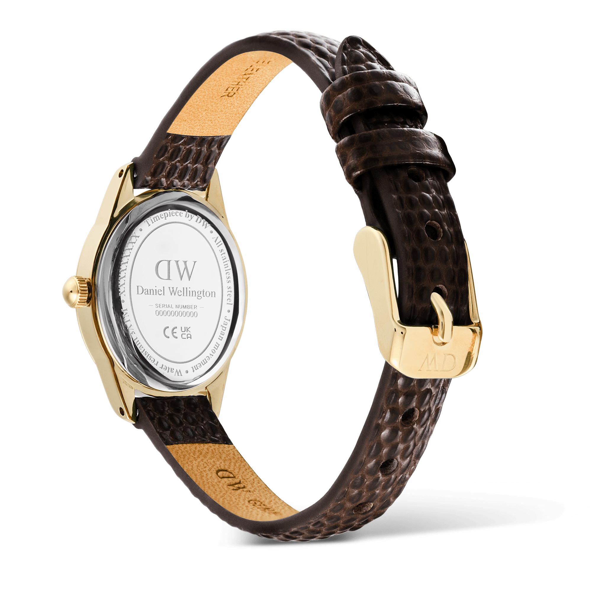 Daniel Wellington Ophelia Mini Dark Brown Lizard White Guilloché Gold DW00100891