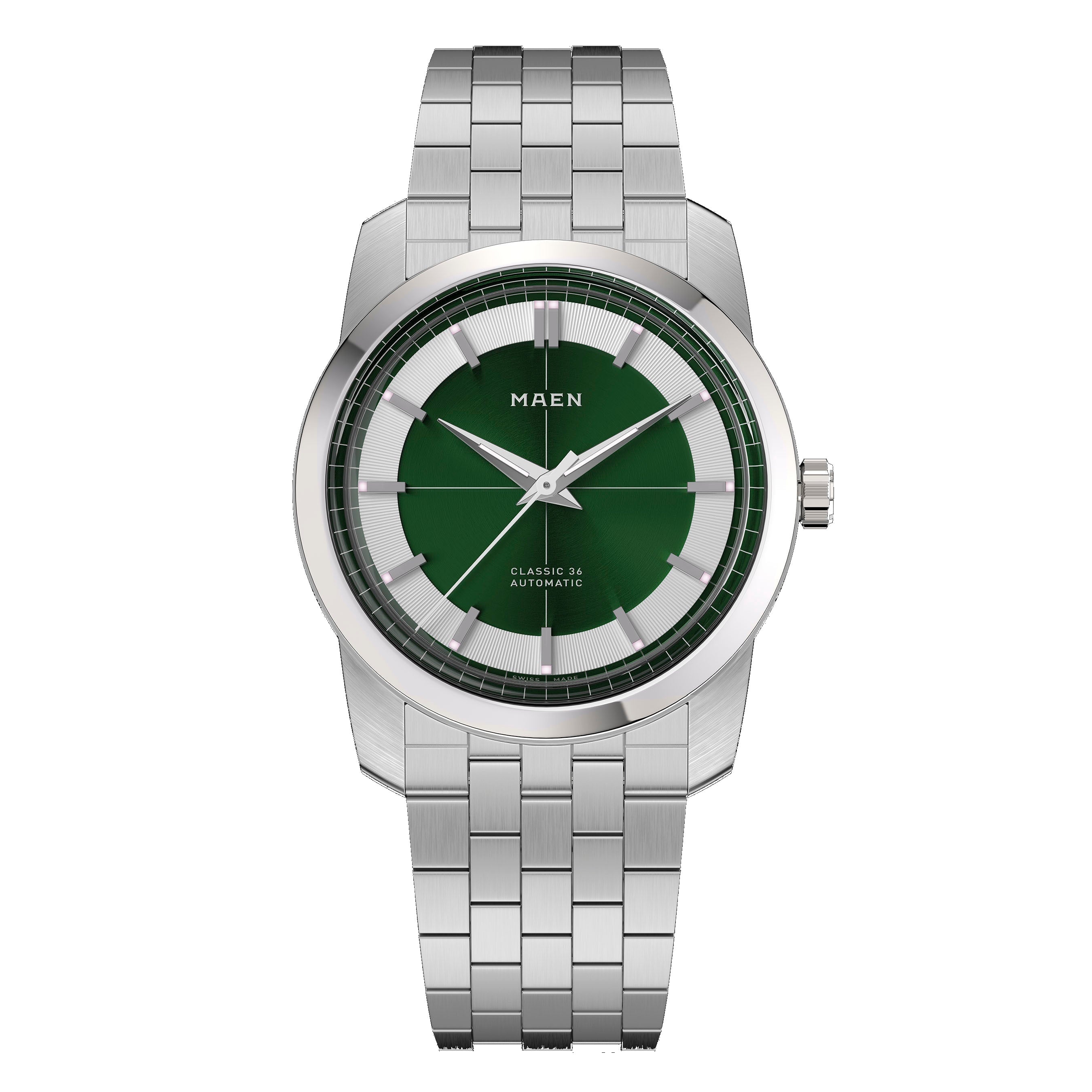 MAEN MAEN Classic 36 Green Dial Automatic Watch M7.2.2 - Classic36 Green Front Bracelet