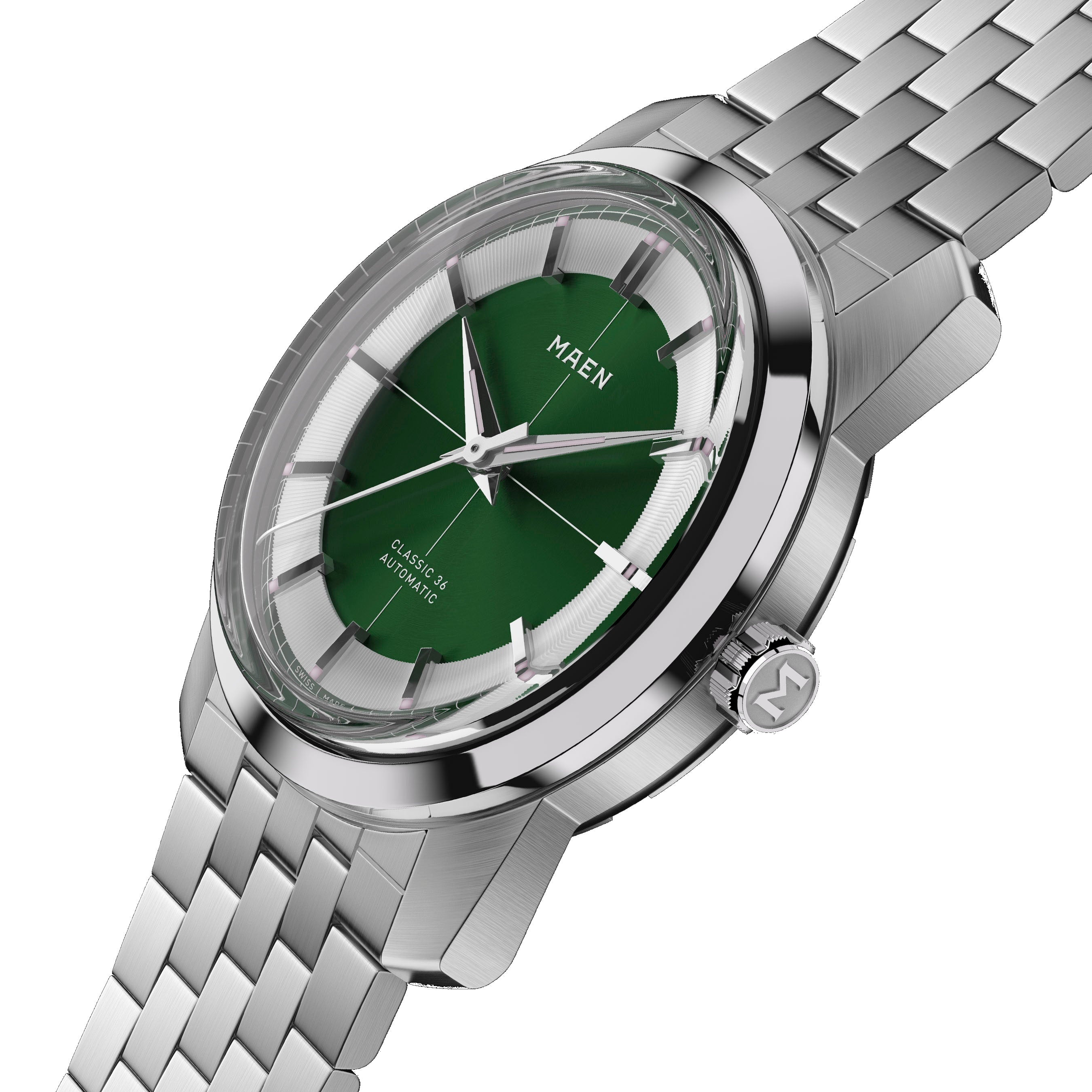 MAEN MAEN Classic 36 Green Dial Automatic Watch M7.2.2 - Classic36 Green overhead Bracelet