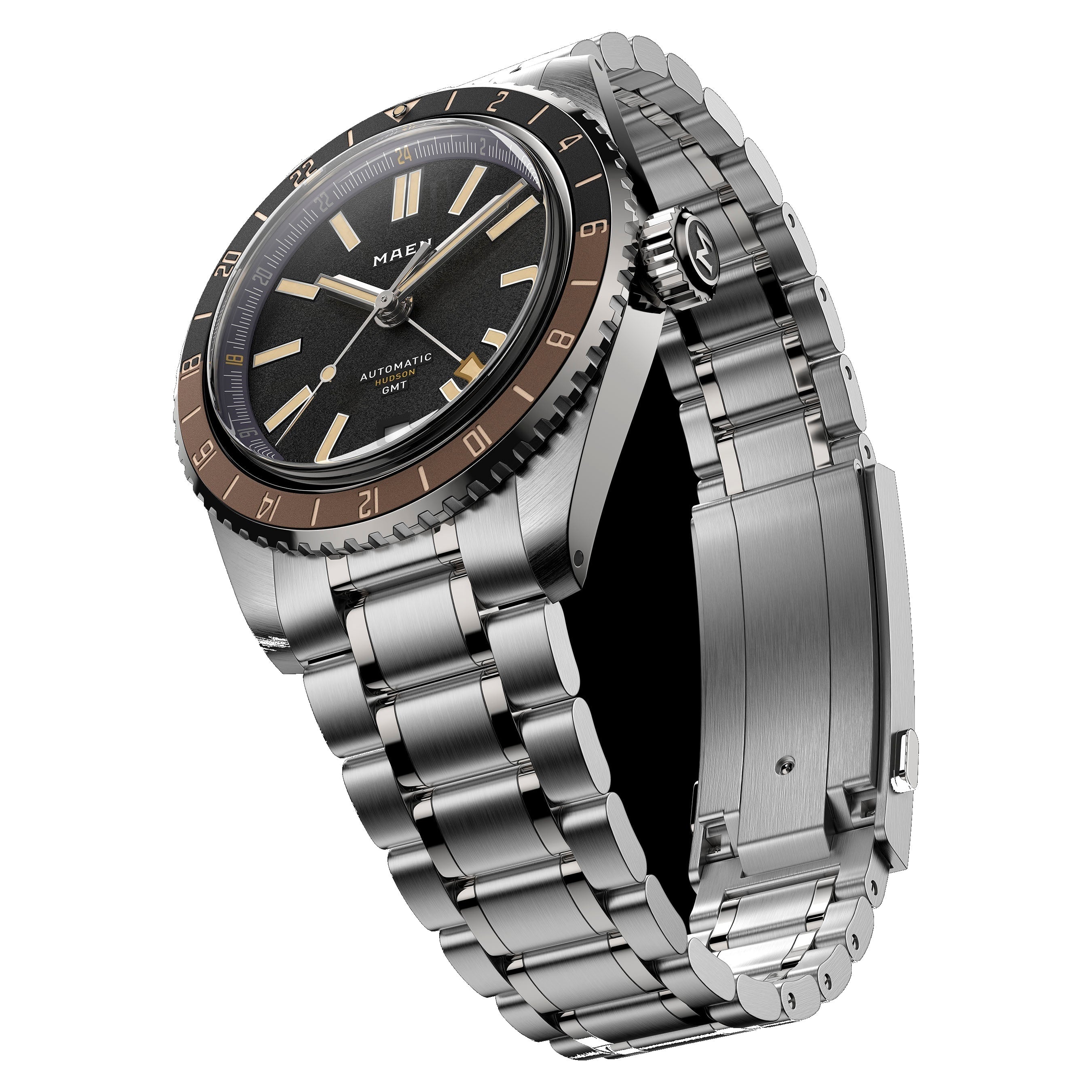 MAEN MAEN Hudson 38 GMT MKII Brown Dial Automatic Watch M1.3.3 - 34 CLOSED BROWN