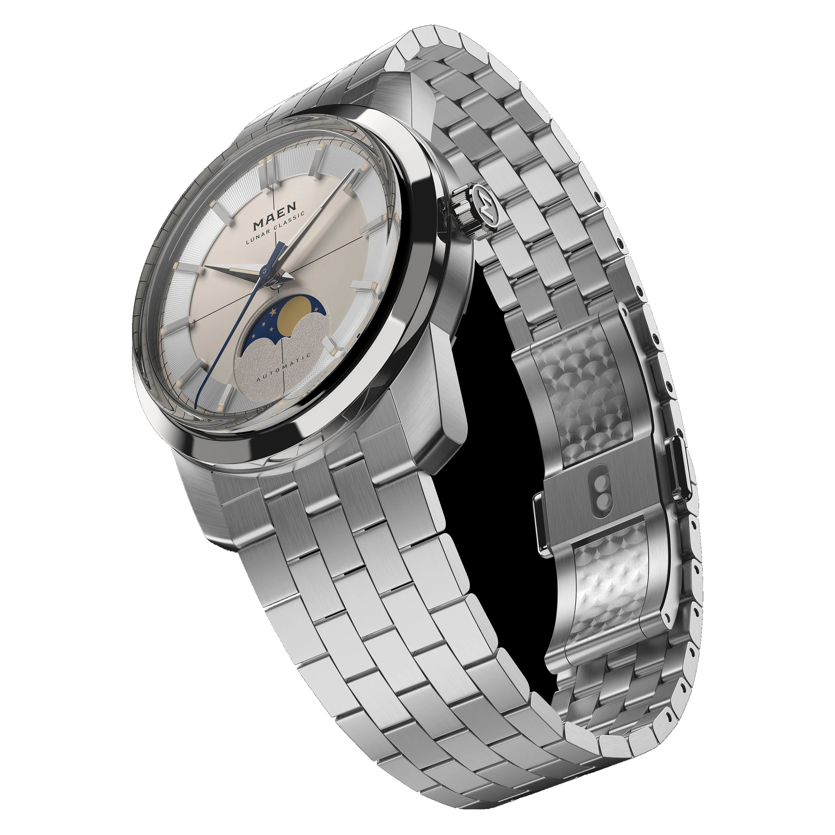 MAEN MAEN Lunar Classic 36 White Dial Moonphase Automatic Watch M7.1.1 - LUNAR-CLASSIC-34-WHITE