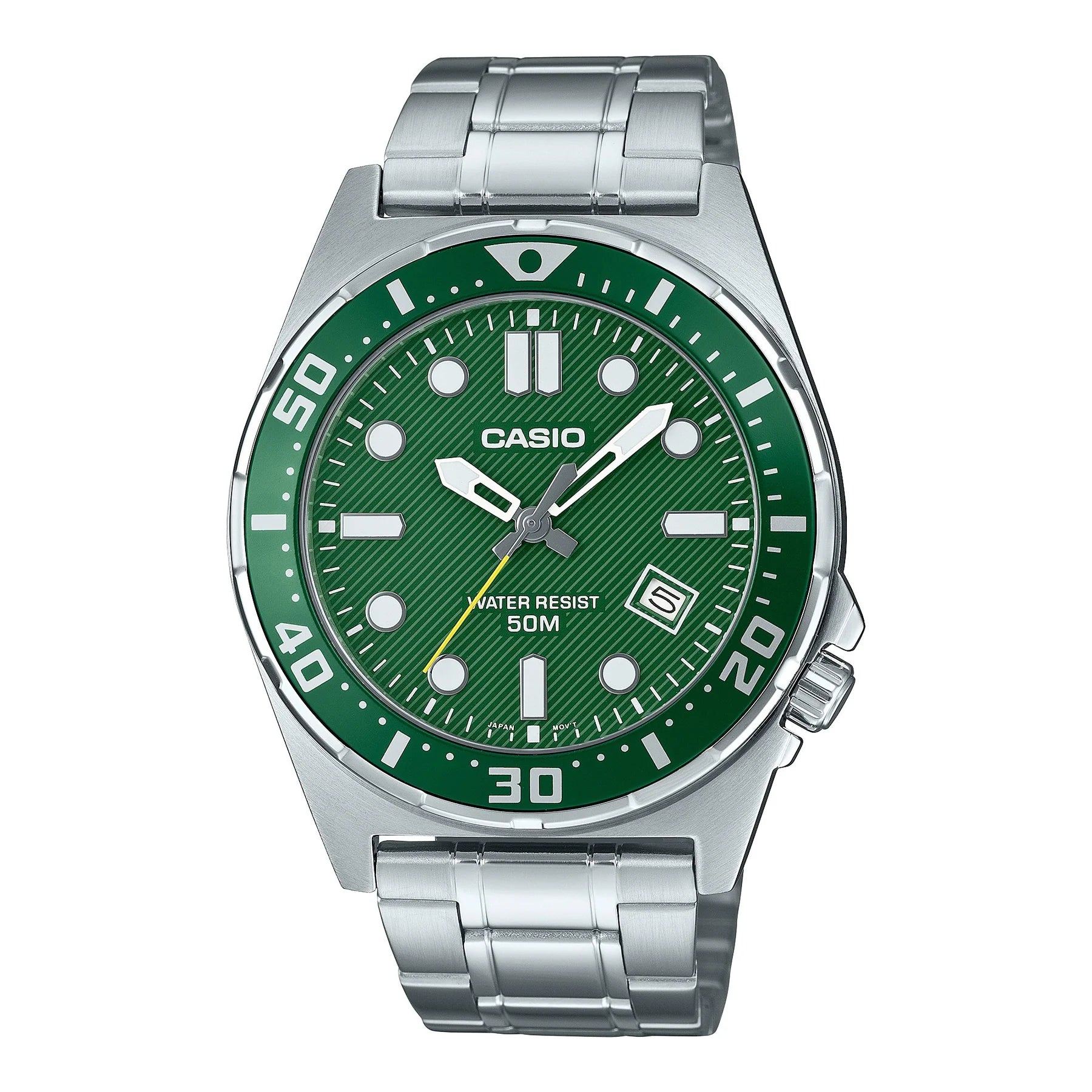 Casio Analog Diver Green Dial Stainless Steel Watch MTD135D-3A