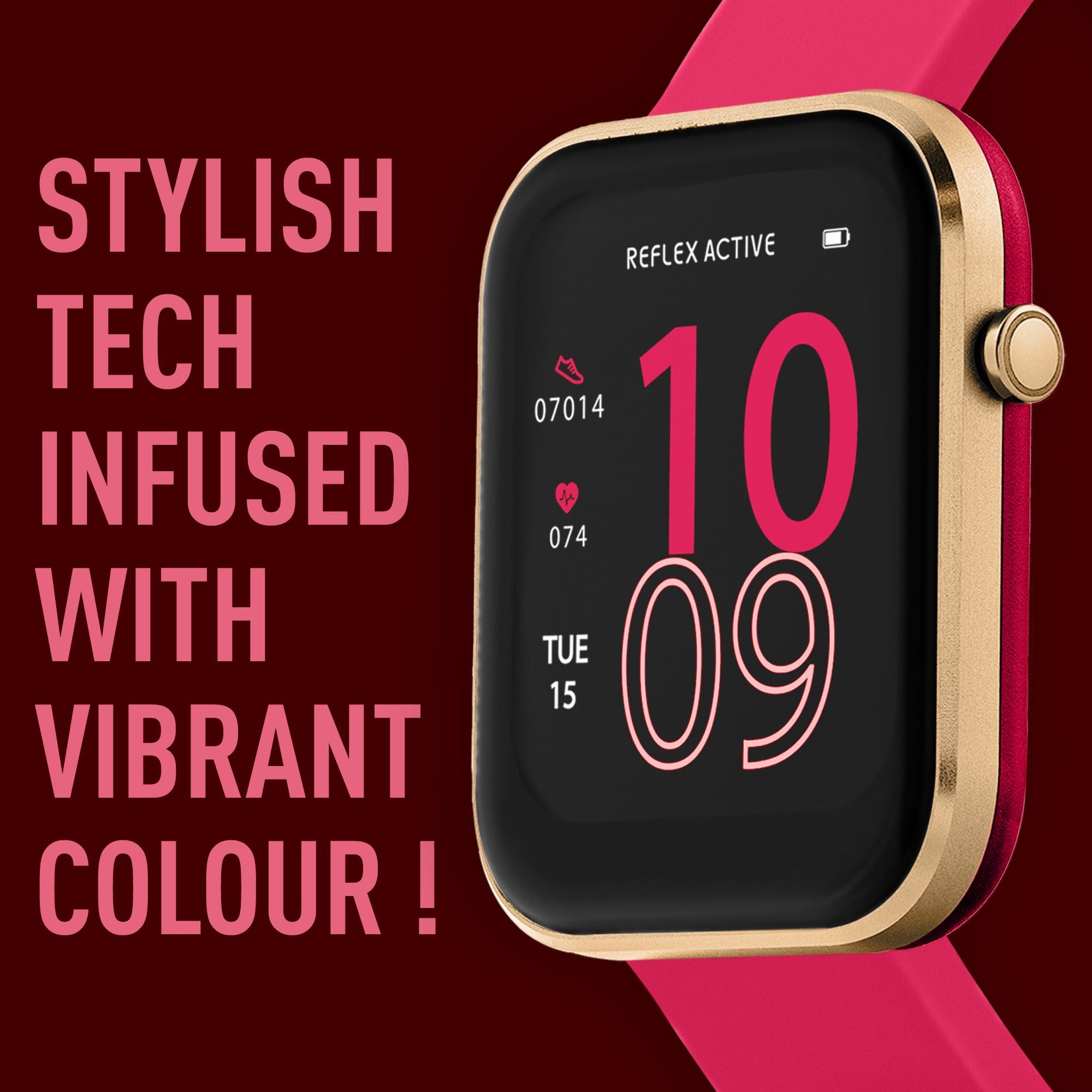 Reflex Active Series 12 Rose Gold/ Pink Silicone Smartwatch RA12-2152
