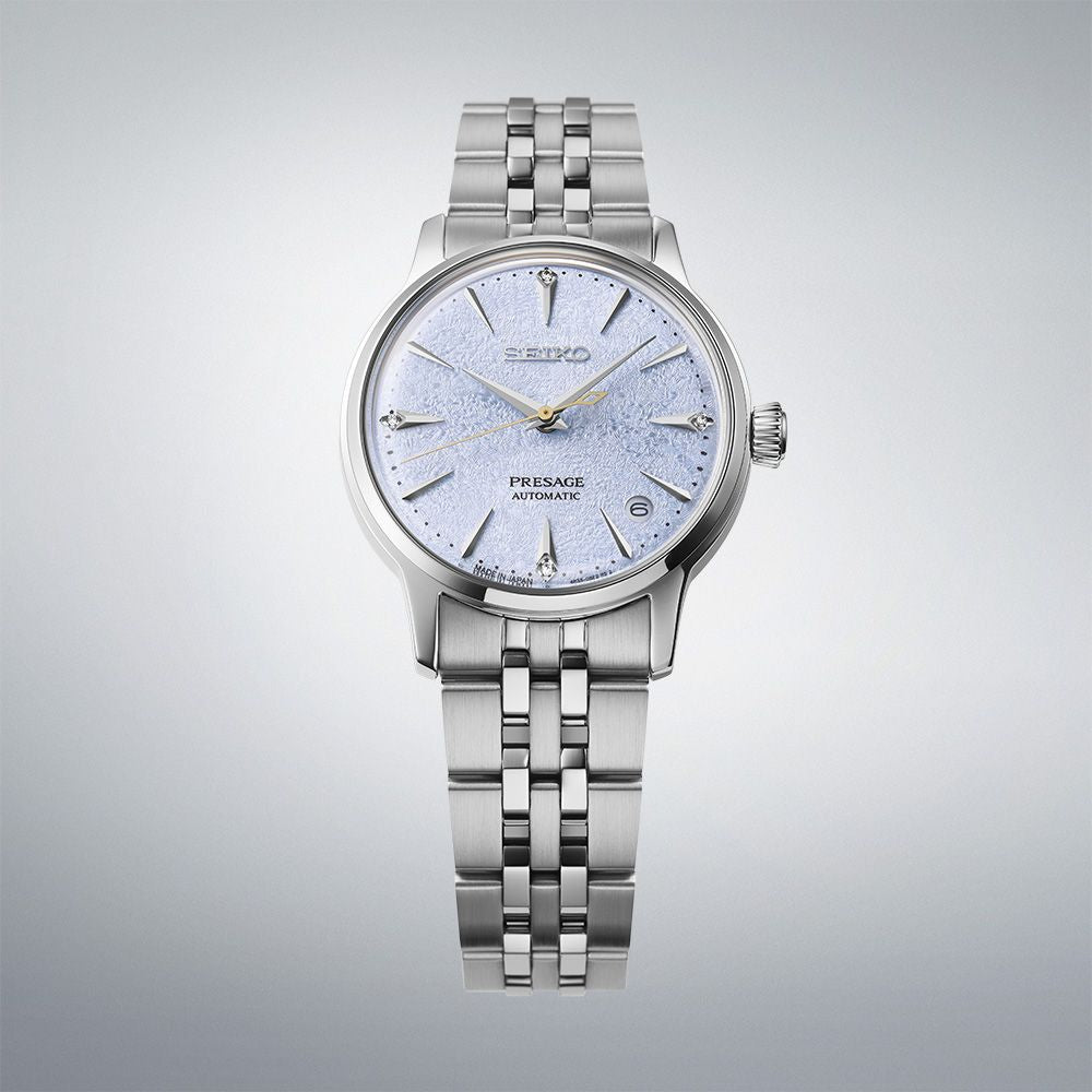 Seiko Presage Daytime 'Frozen Sky Diving' Automatic Blue Dial Watch with Diamonds SRPL61J