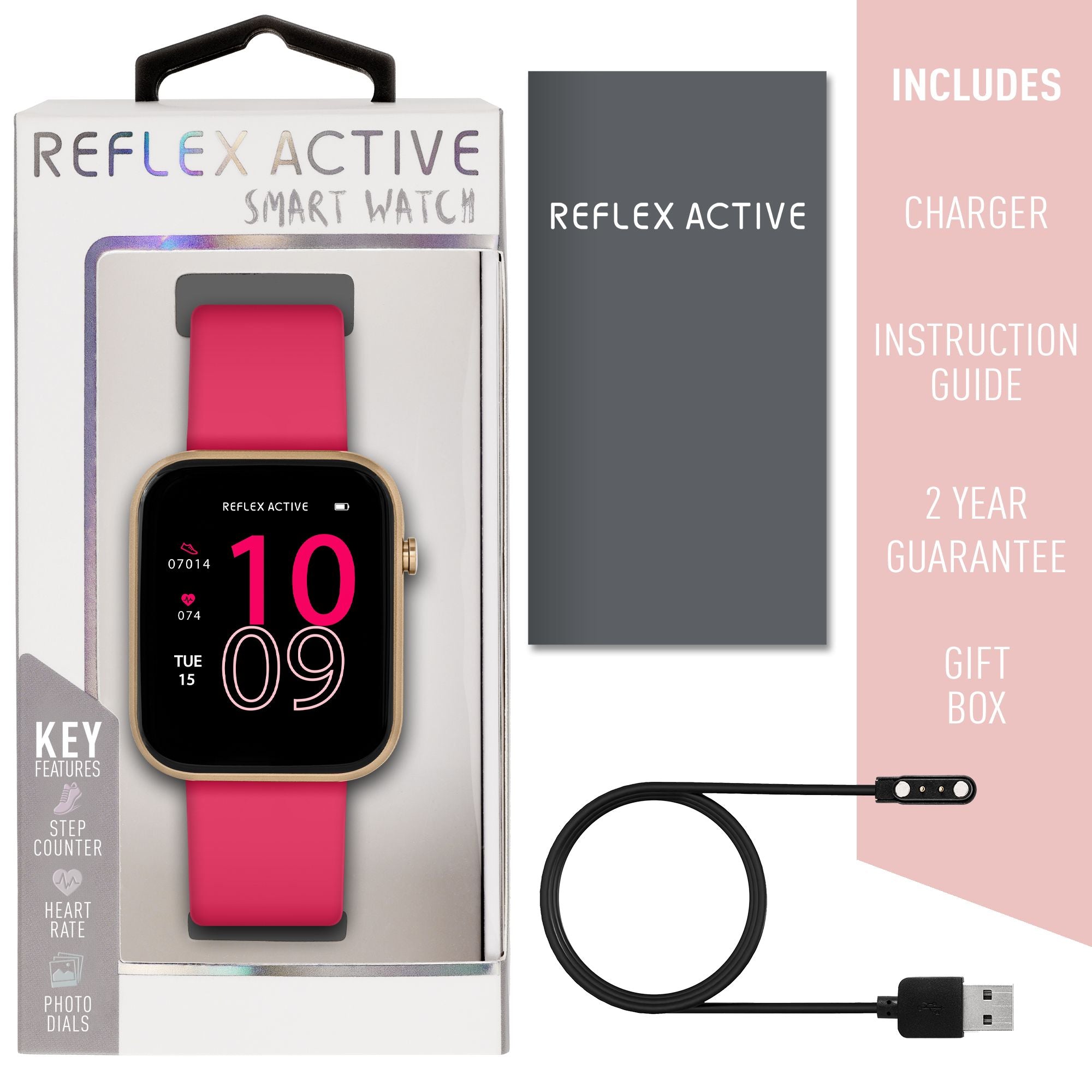 Reflex Active Series 12 Rose Gold/ Pink Silicone Smartwatch RA12-2152