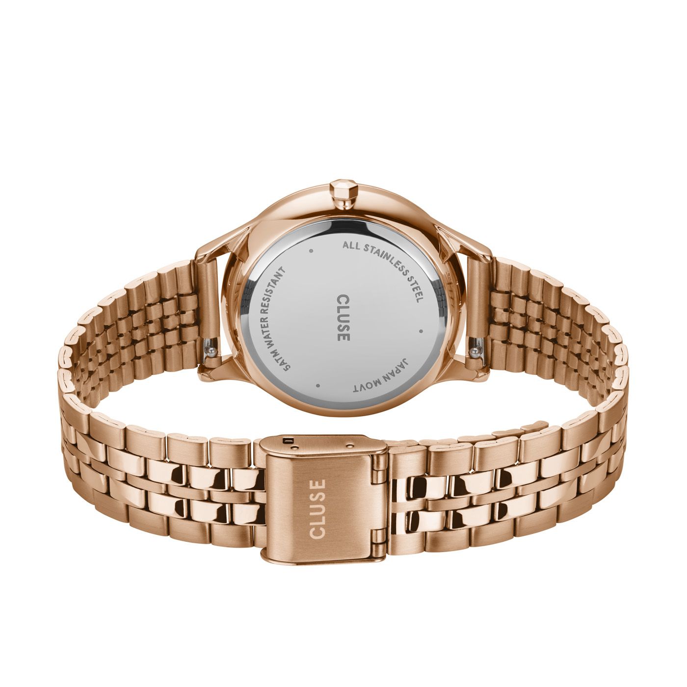 CLUSE Minuit Multifunction White/Rose Gold Link Watch CW10702