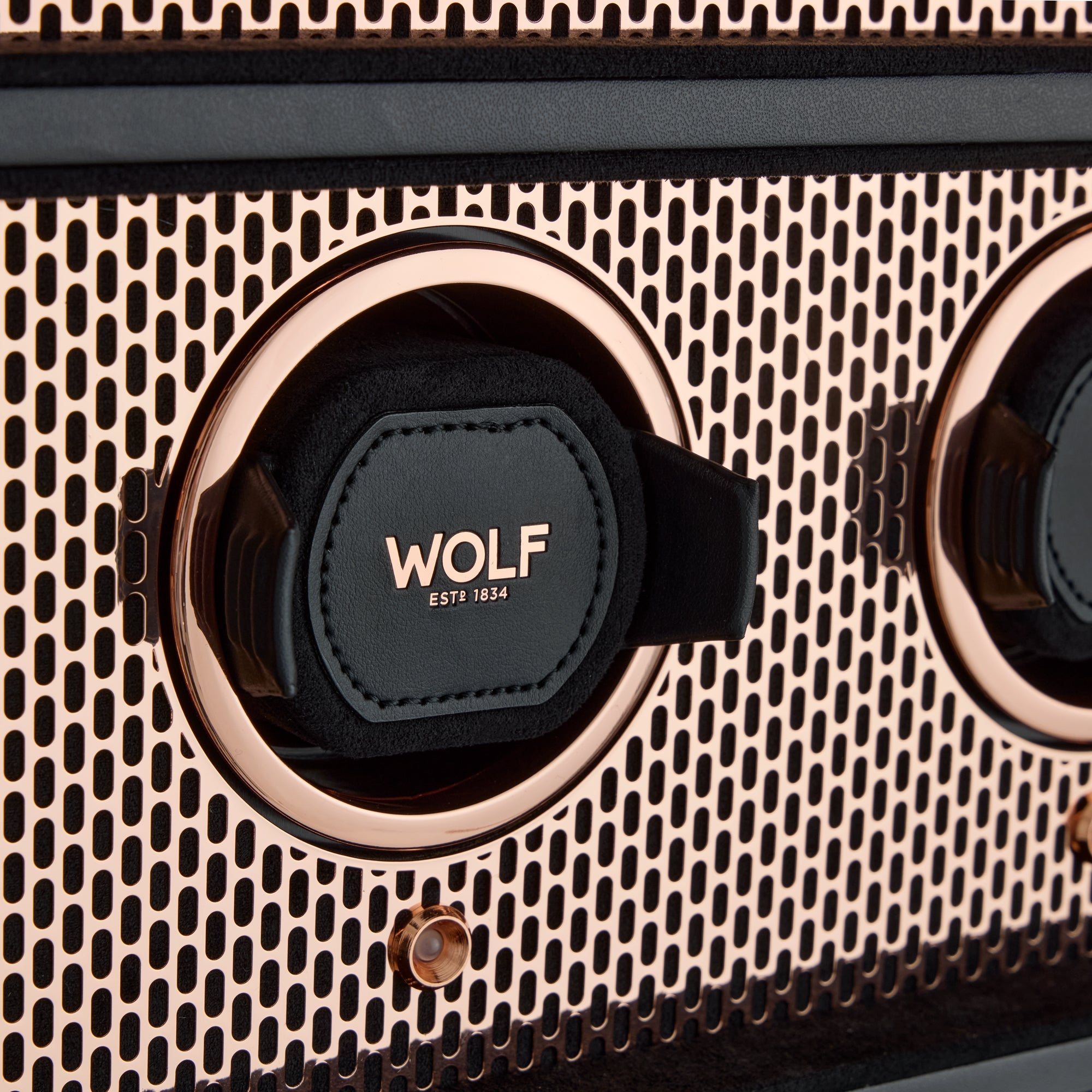 WOLF Axis 16 Piece Watch Winder Cabinet in Copper - angle