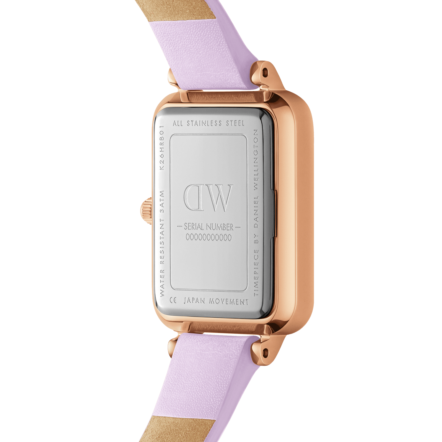 Daniel Wellington Quadro Purple Leather 20x26mm Purple Mother of Pearl Dial Watch DW00100637