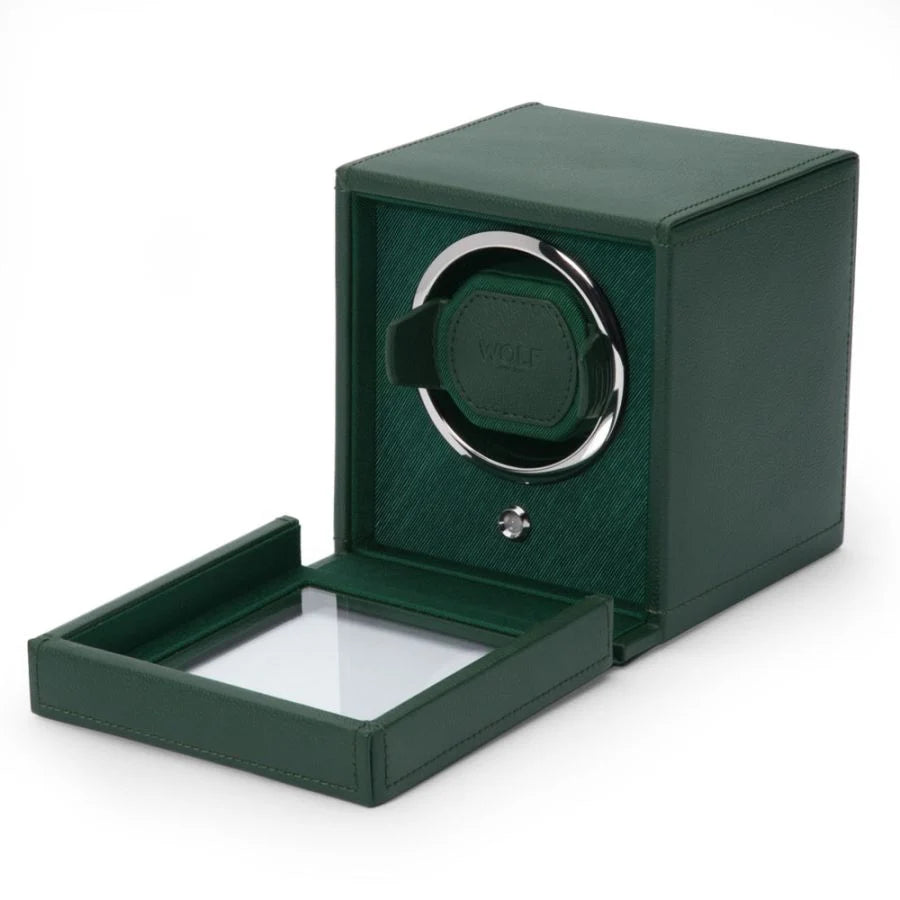 Wolf "Cub" Single Watch Winder with Cover - Vegan Leather