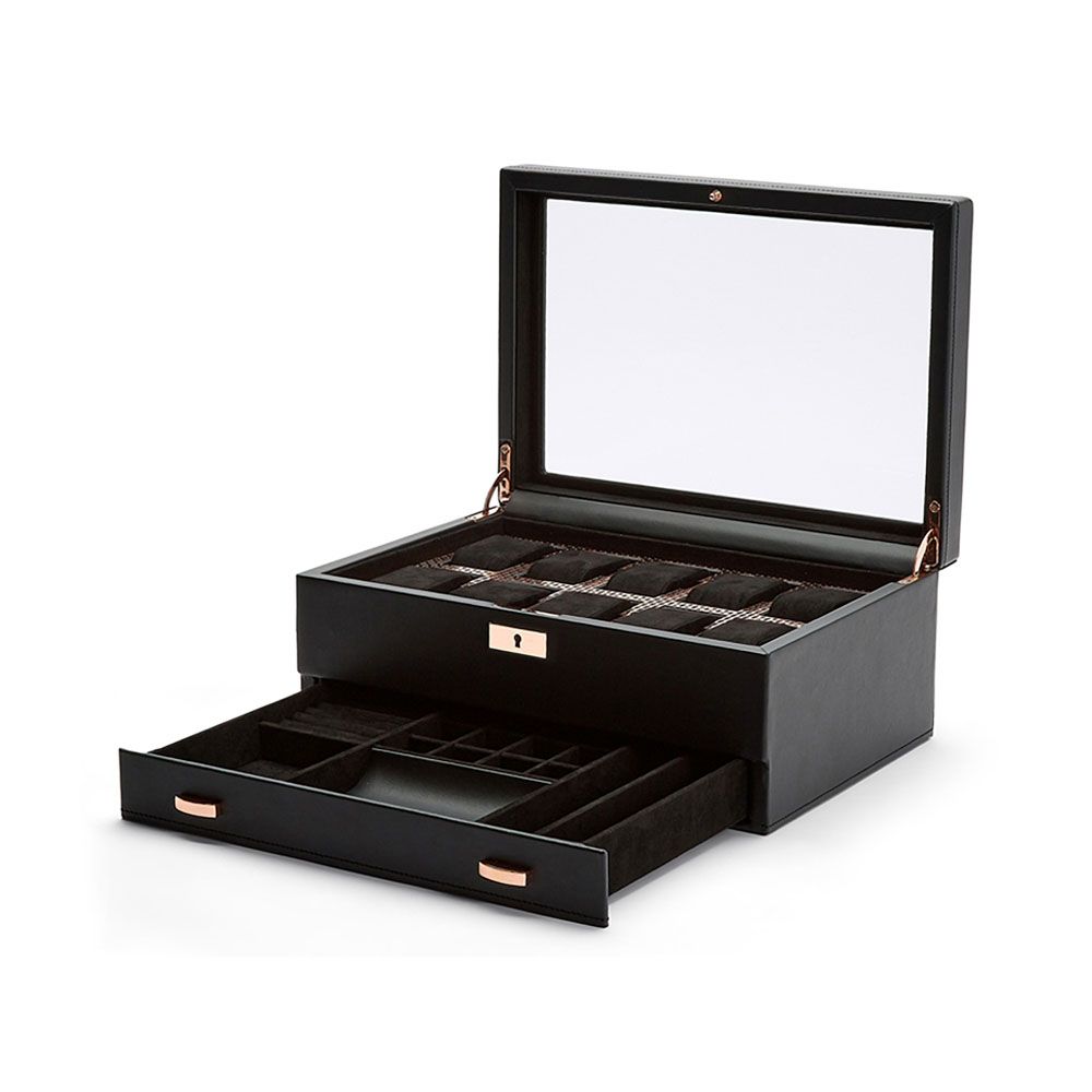 Wolf Axis 10 Piece Copper Watch Box With Drawer 488216 Watch Direct