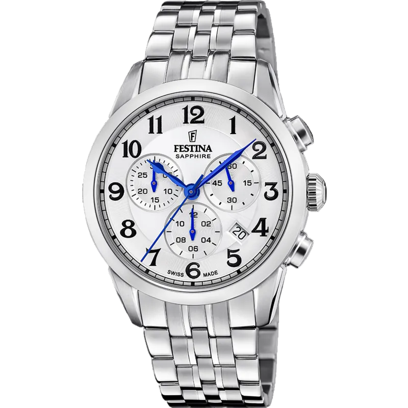 Festina Swiss Made White Dial Stainless Steel Bracelet Men's Watch F20040/1
