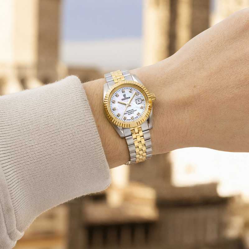 Festina Swiss Made Classic White Dial Two Tone Stainless Steel Women’s Watch F20088/1