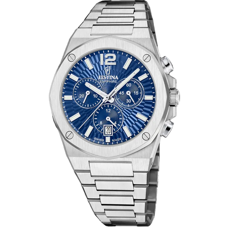 Festina Swiss Made Blue Dial Stainless Steel Men's Watch F22002/2