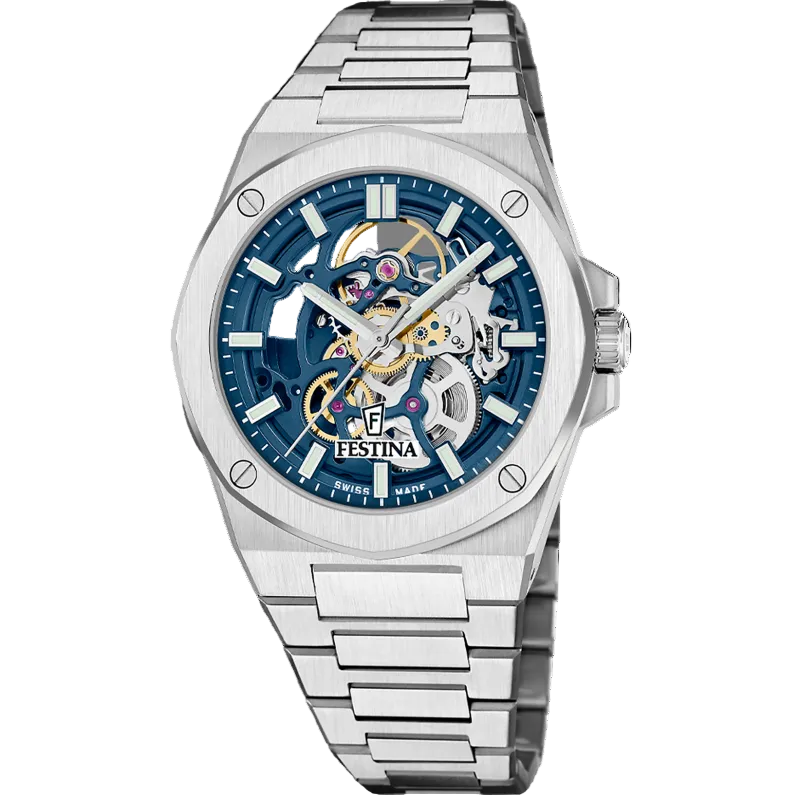 Festina Swiss Made Automatic Blue Dial Stainless Steel Men's Watch F22006/2