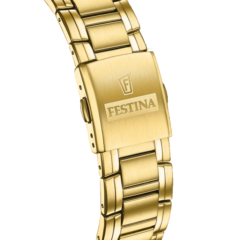 Festina Timeless Chronograph Gold Dial Stainless Steel Men's Watch F20705/2