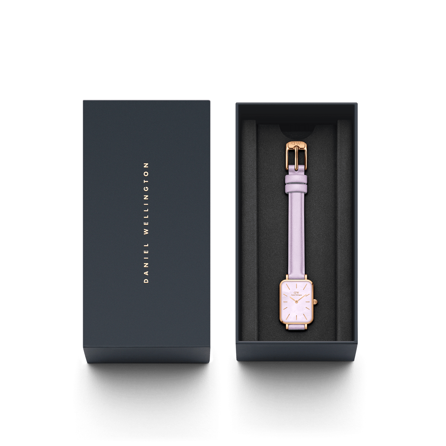 Daniel Wellington Quadro Purple Leather 20x26mm Purple Mother of Pearl Dial Watch DW00100637