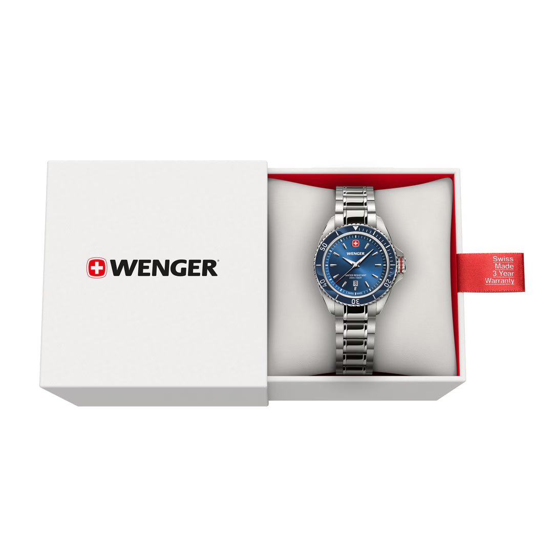 Wenger Executive 34mm Blue Dial Stainless Steel 200M Women's Watch 01.2021.102