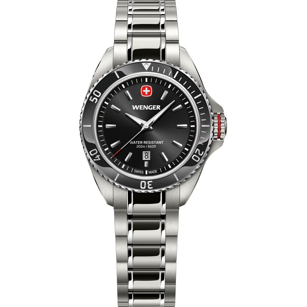 Wenger Executive 34mm Black Dial Stainless Steel 200M Women's Watch 01.2021.101